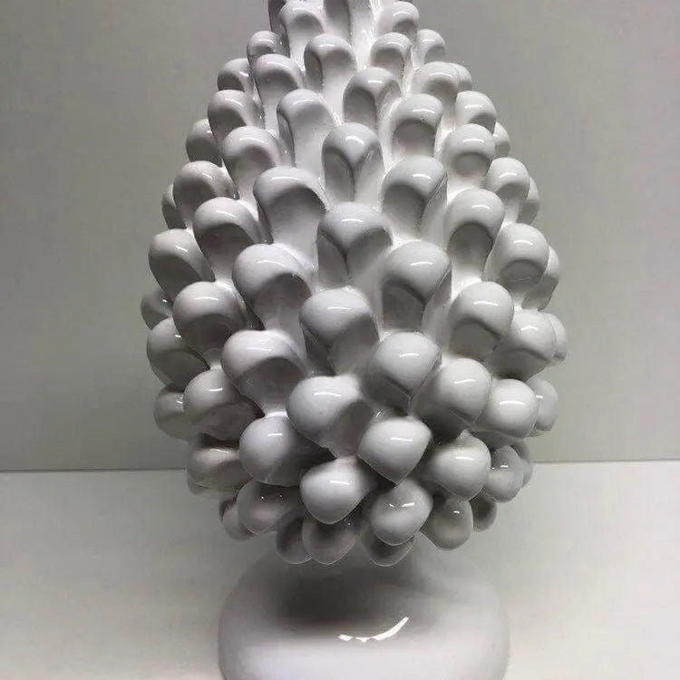 Pigna Ceramica Caltagirone cm H.25 Artigianale Bianco DD CERAMICHE SICILIANE
