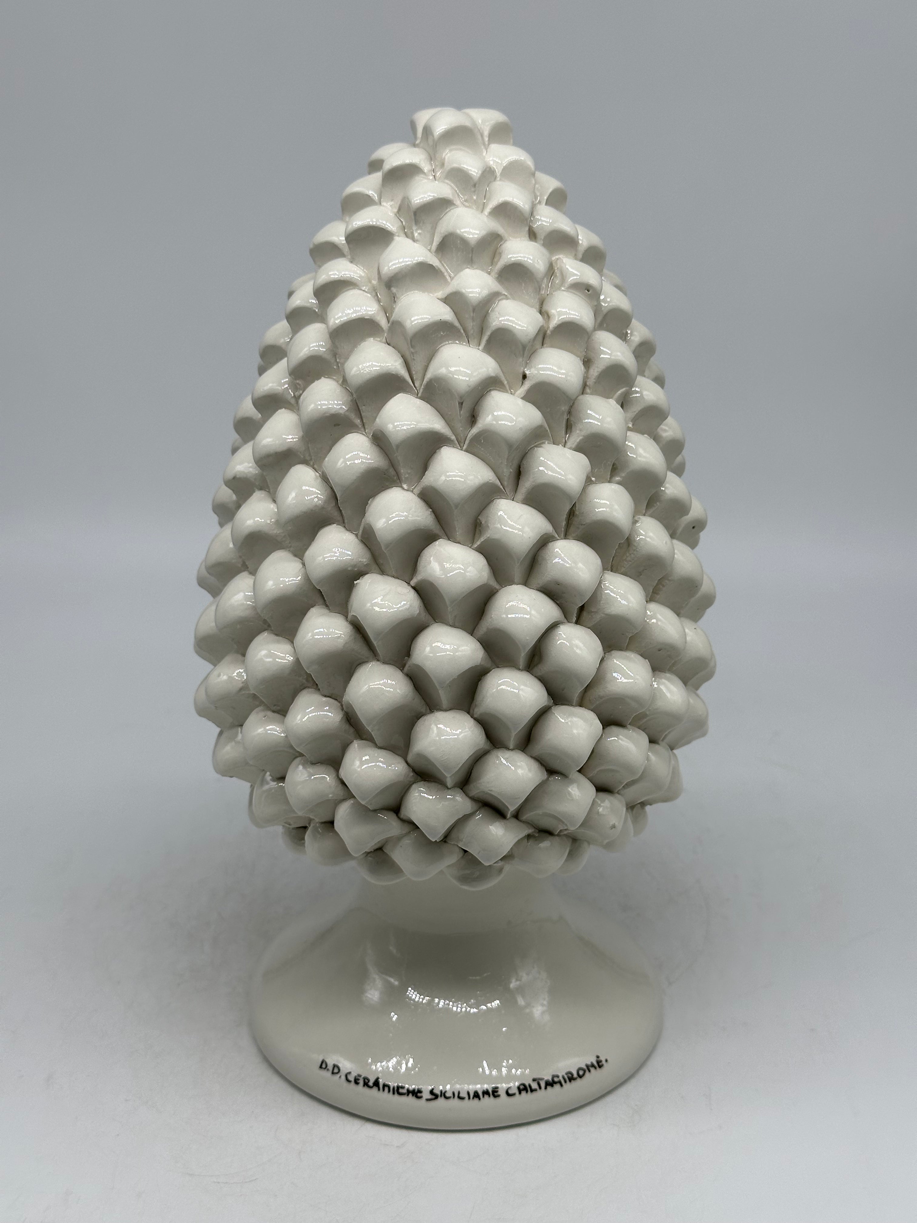 Pigna Ceramica Caltagirone cm H.25 Artigianale Bianco - PIGNE