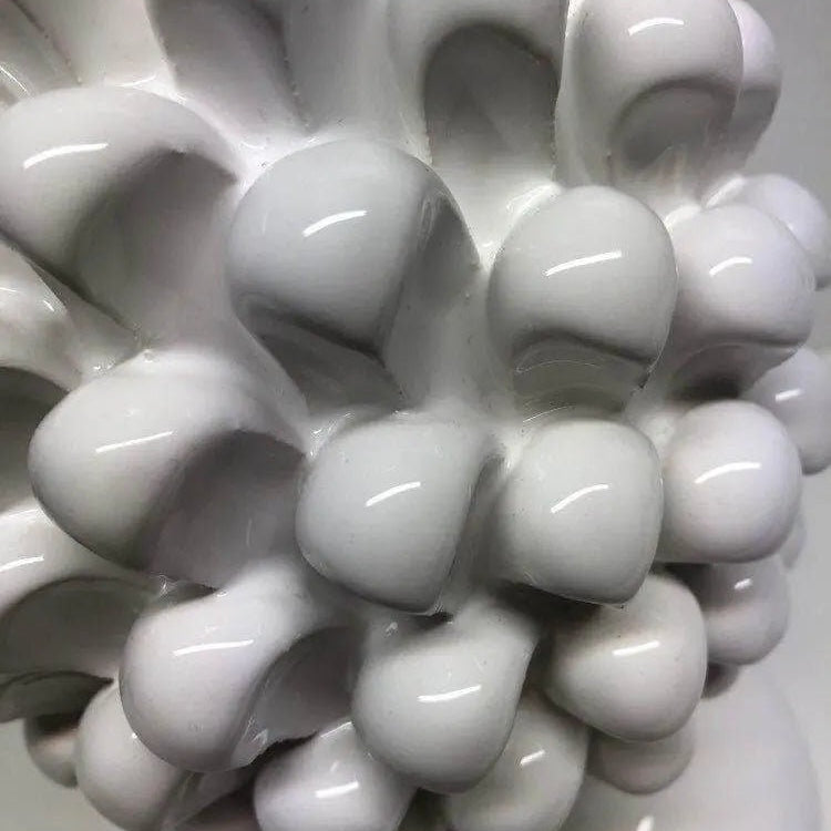 Pigna Ceramica Caltagirone cm H.25 Artigianale Bianco DD CERAMICHE SICILIANE