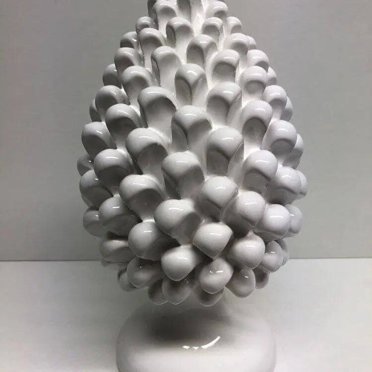 Pigna Ceramica Caltagirone cm H.25 Artigianale Bianco DD CERAMICHE SICILIANE