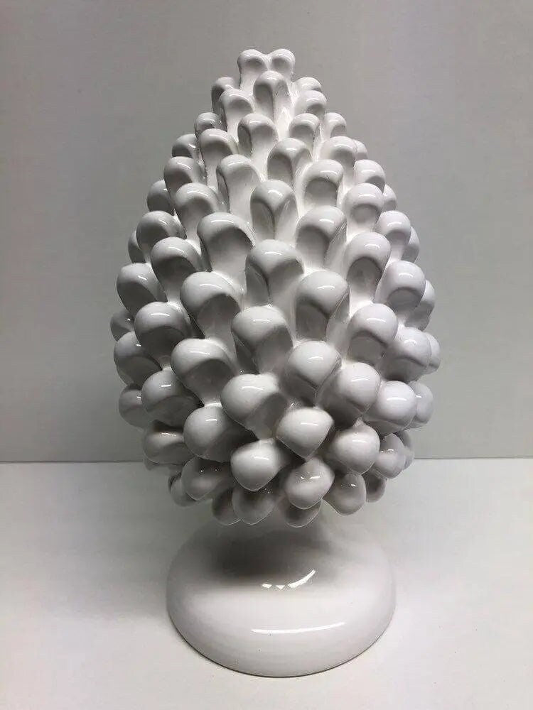 Pigna Ceramica Caltagirone cm H.25 Artigianale Bianco DD CERAMICHE SICILIANE