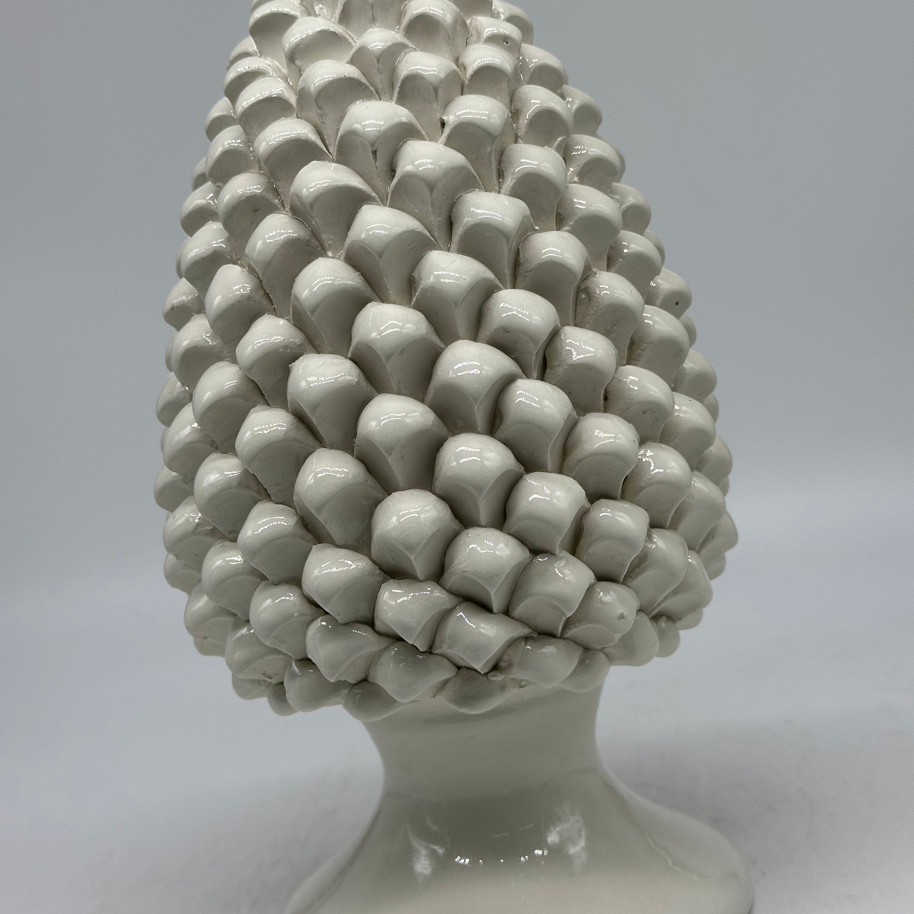 Pigna Ceramica Caltagirone cm H.25 Artigianale Bianco - PIGNE
