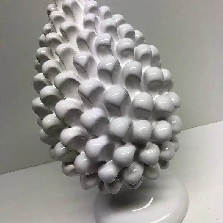 Pigna Ceramica Caltagirone cm H.25 Artigianale Bianco DD CERAMICHE SICILIANE