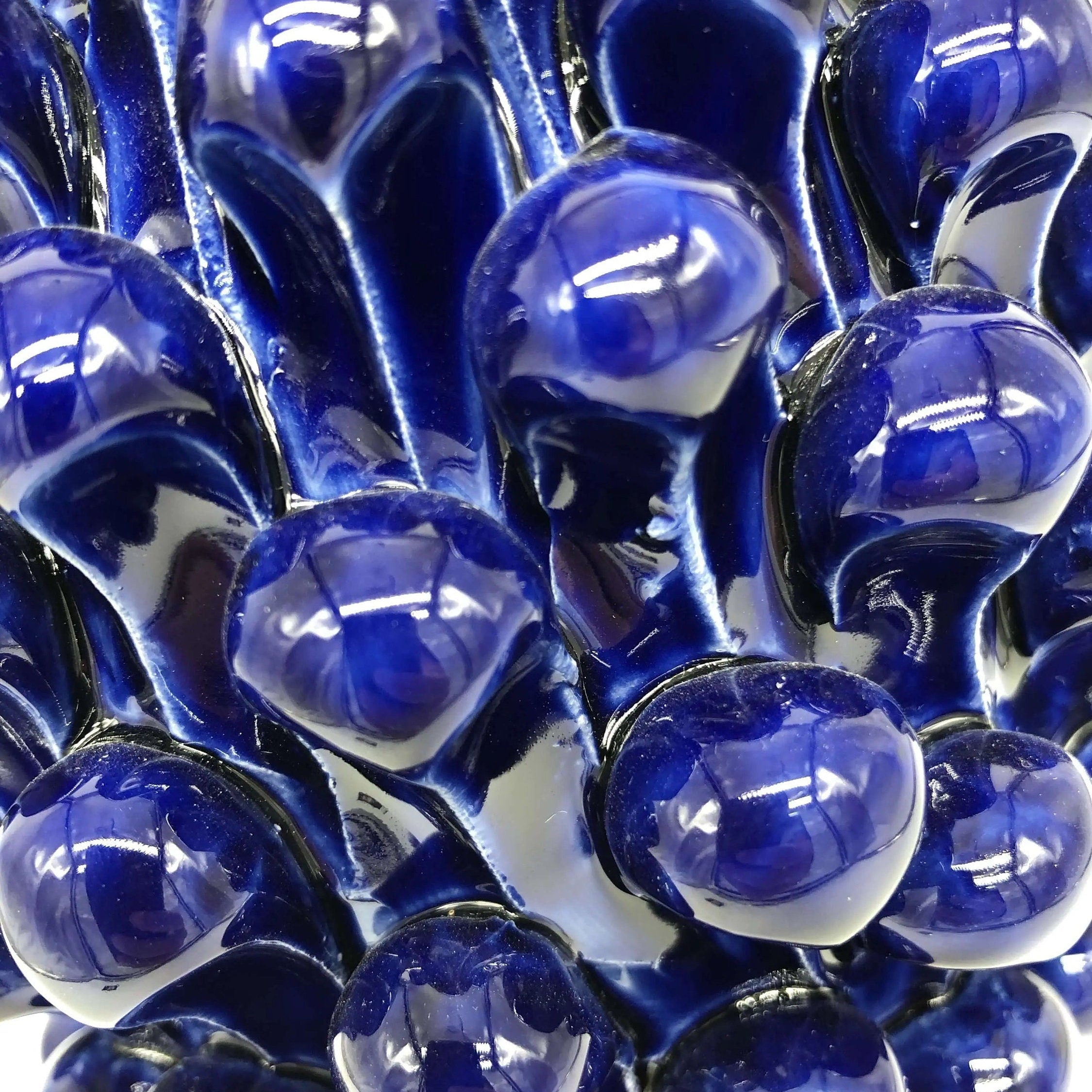 Pigna Ceramica Caltagirone cm H.25 Artigianale Blu Base Decorata 2021 DD CERAMICHE SICILIANE