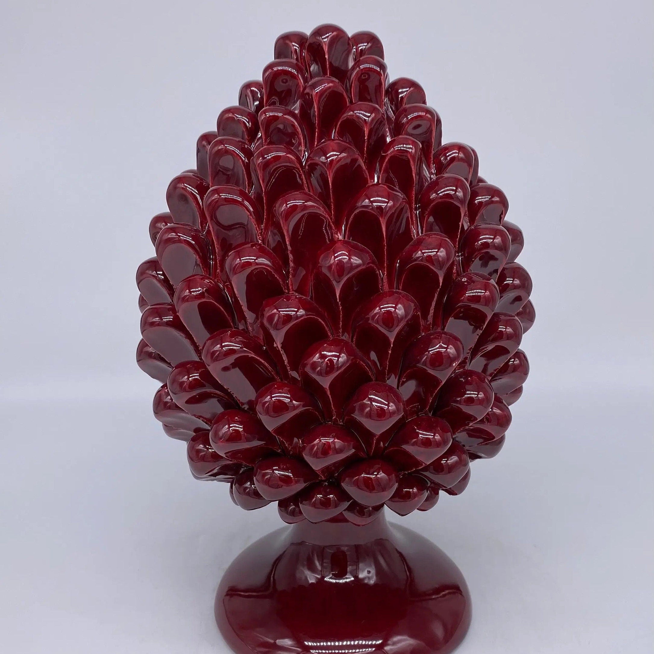 Pigna Ceramica Caltagirone cm H.25 Artigianale Bordeaux DD CERAMICHE SICILIANE