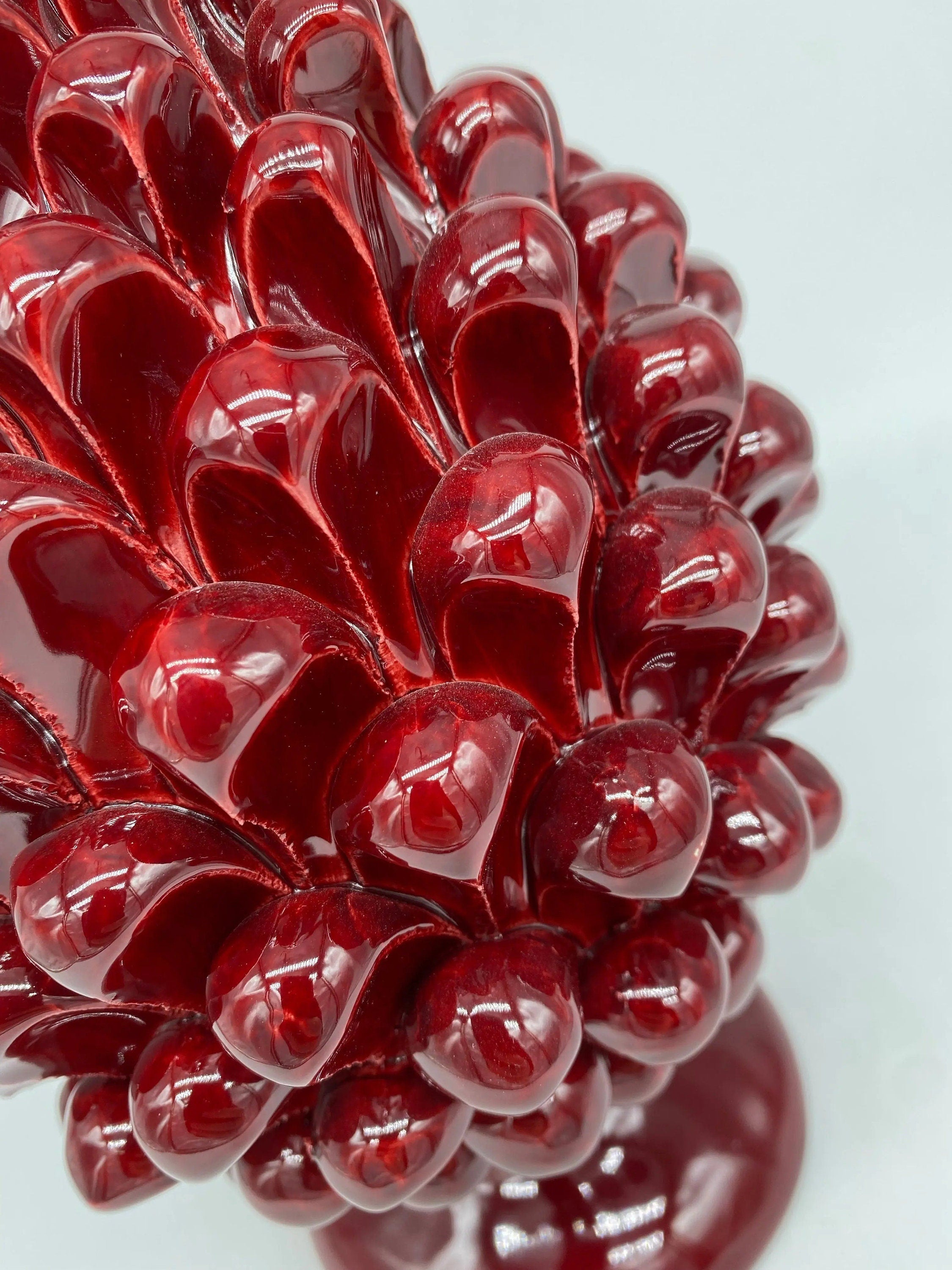 Pigna Ceramica Caltagirone cm H.25 Artigianale Bordeaux DD CERAMICHE SICILIANE