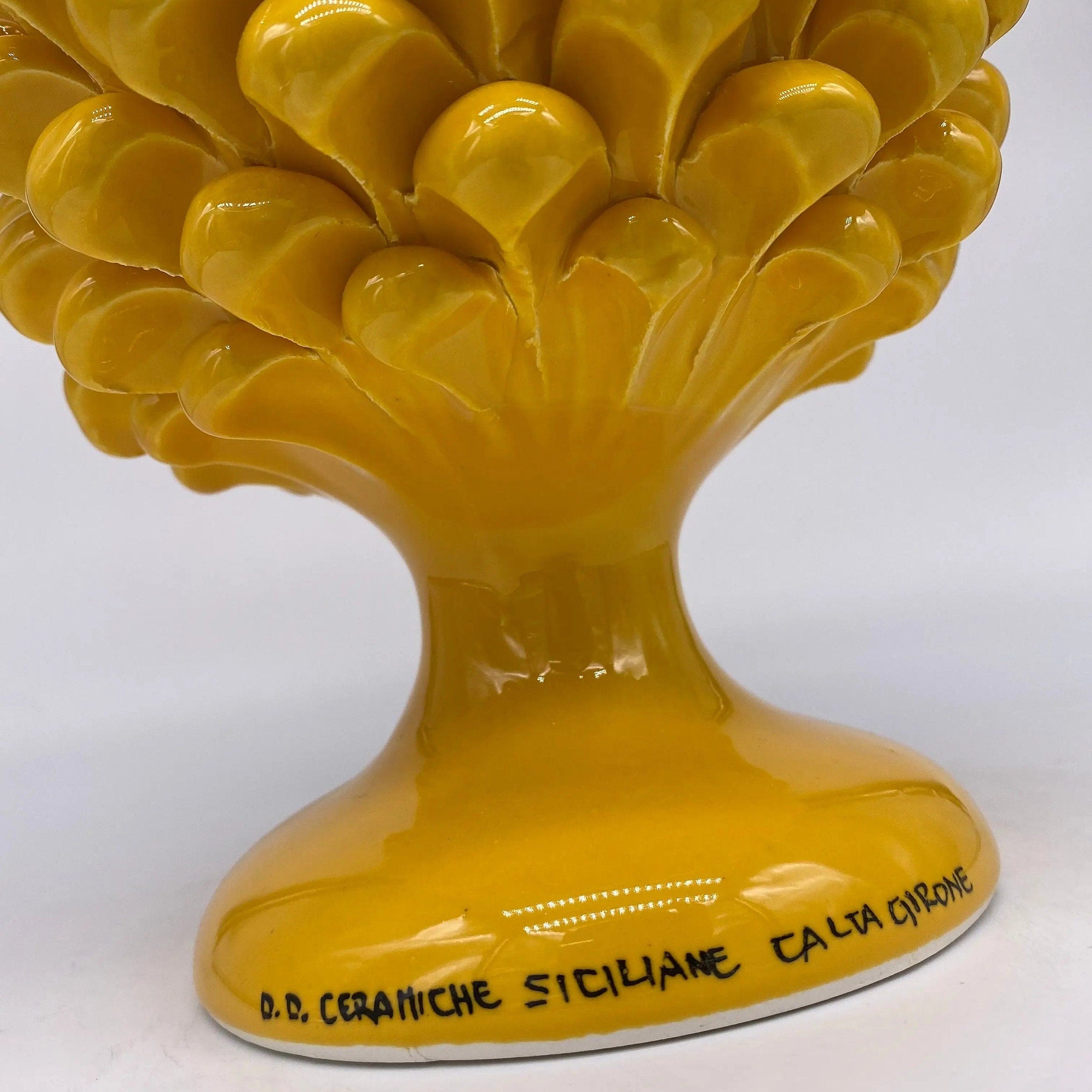 Pigna Ceramica Caltagirone cm H.25 Artigianale Giallo DD CERAMICHE SICILIANE