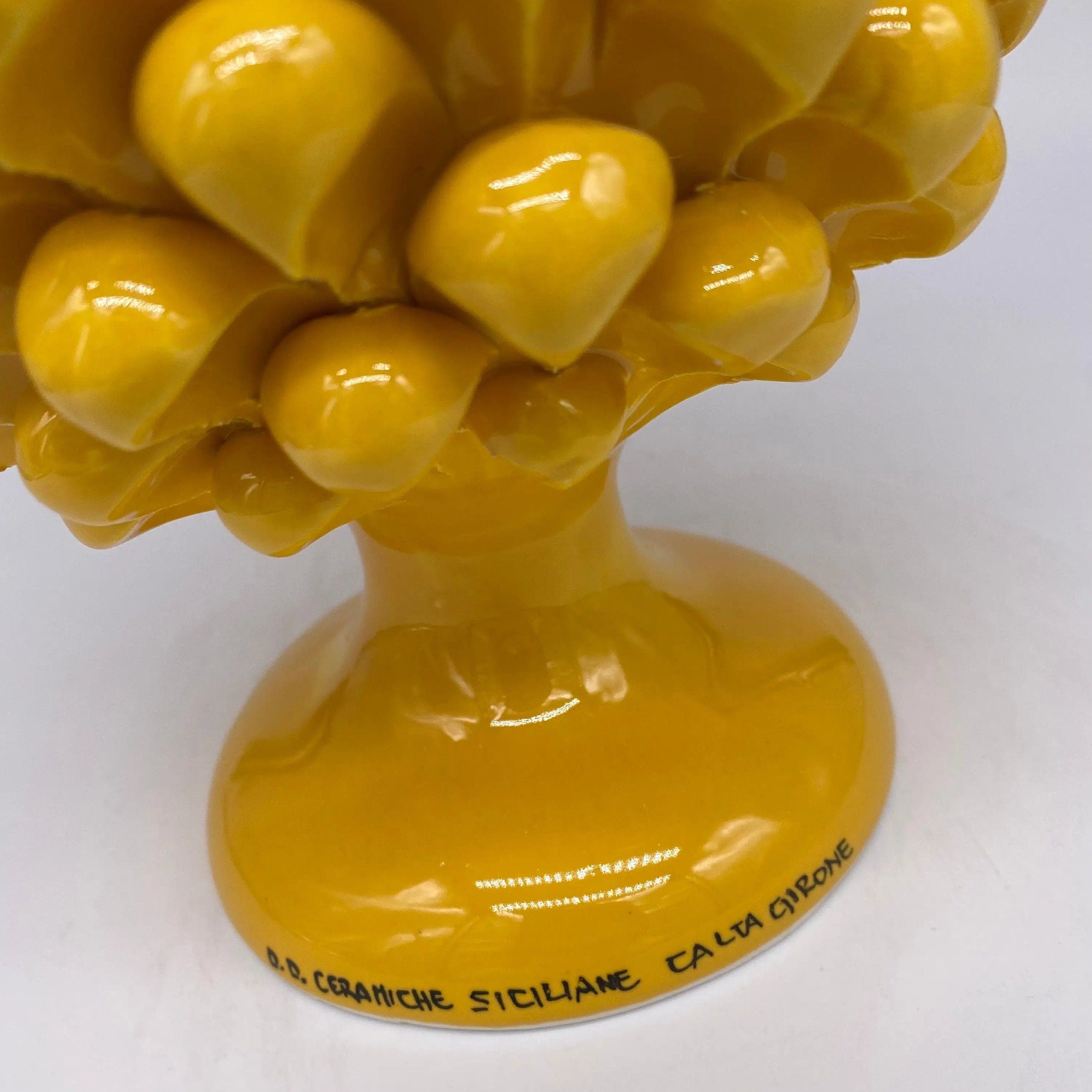 Pigna Ceramica Caltagirone cm H.25 Artigianale Giallo DD CERAMICHE SICILIANE