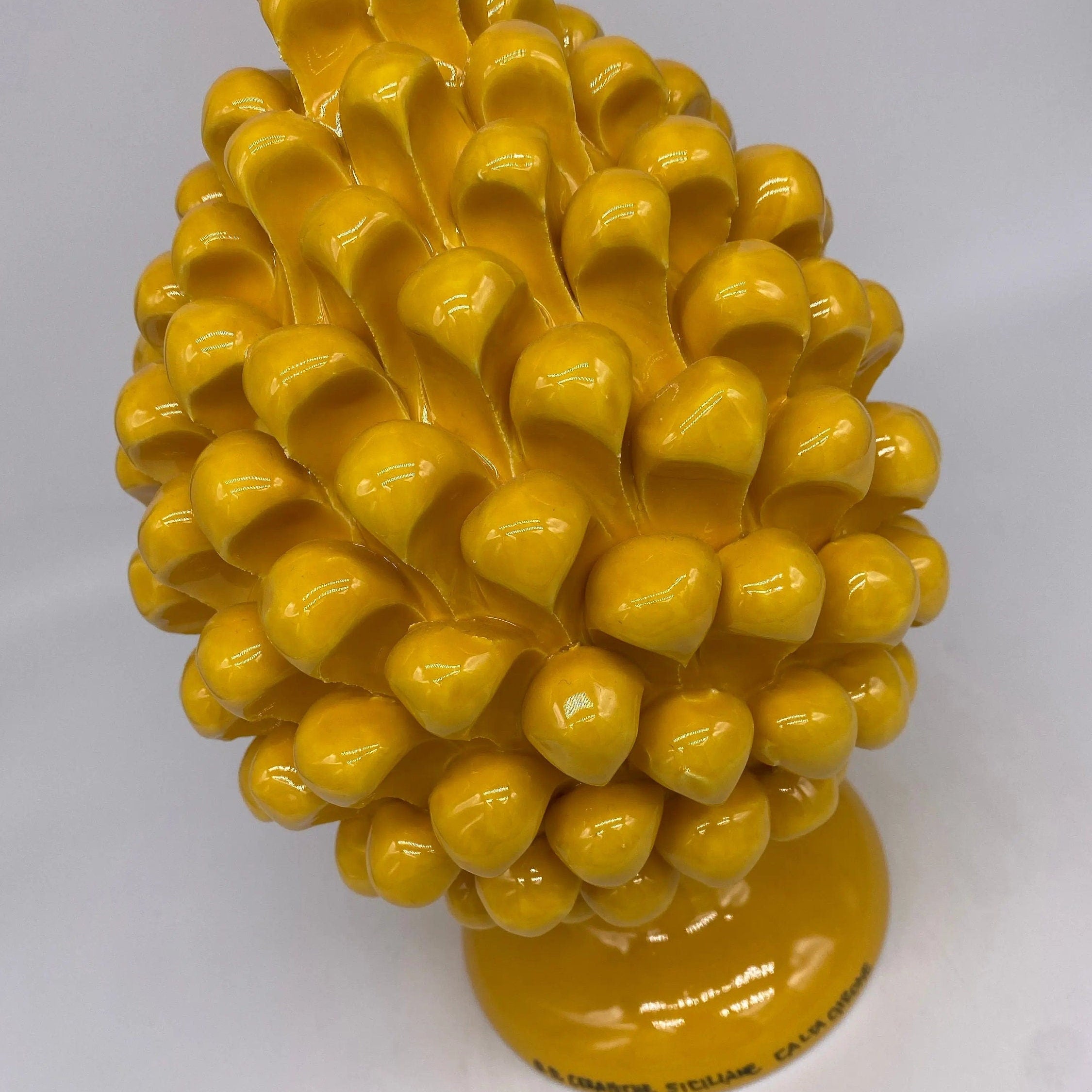 Pigna Ceramica Caltagirone cm H.25 Artigianale Giallo DD CERAMICHE SICILIANE