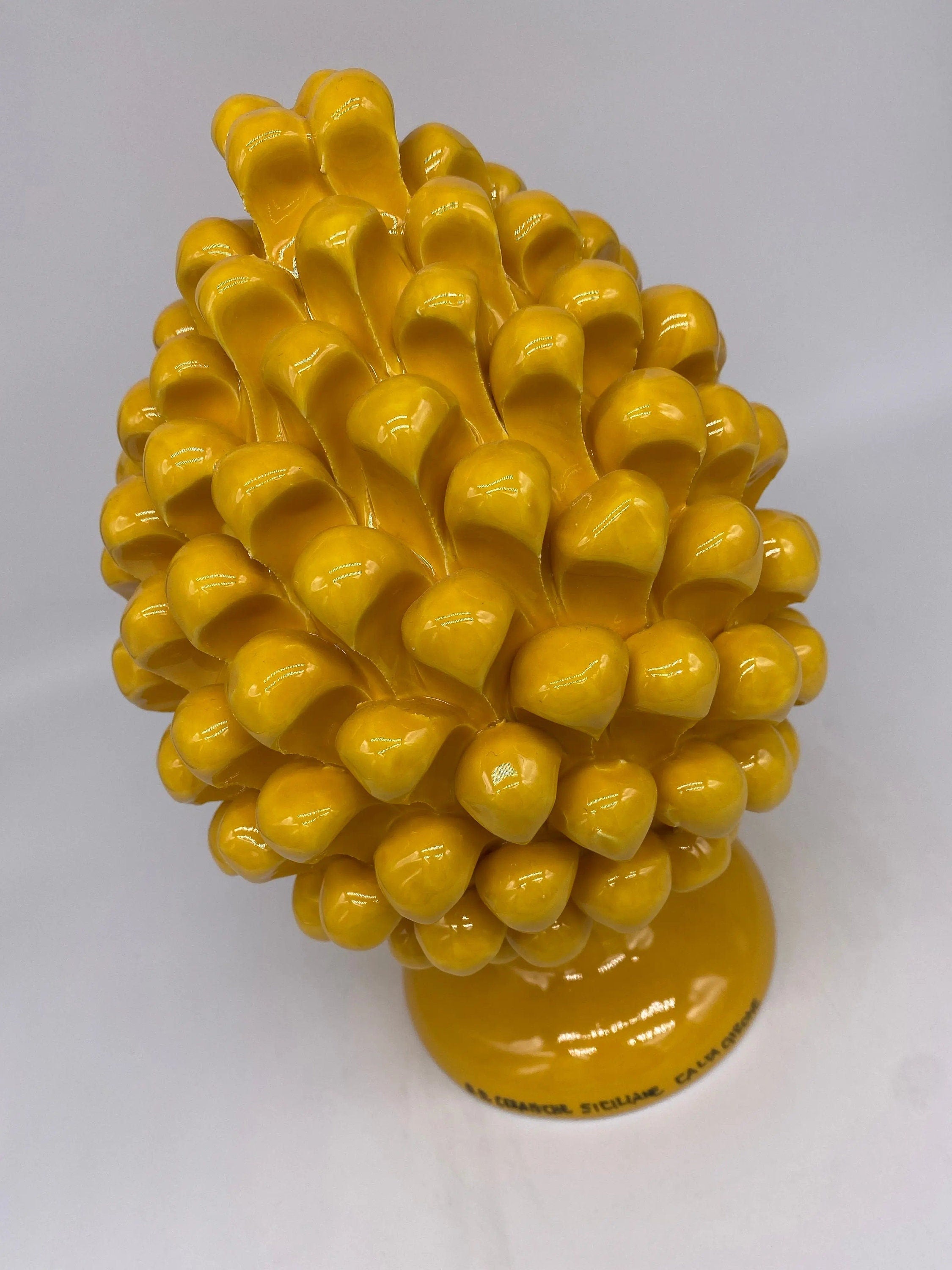 Pigna Ceramica Caltagirone cm H.25 Artigianale Giallo DD CERAMICHE SICILIANE