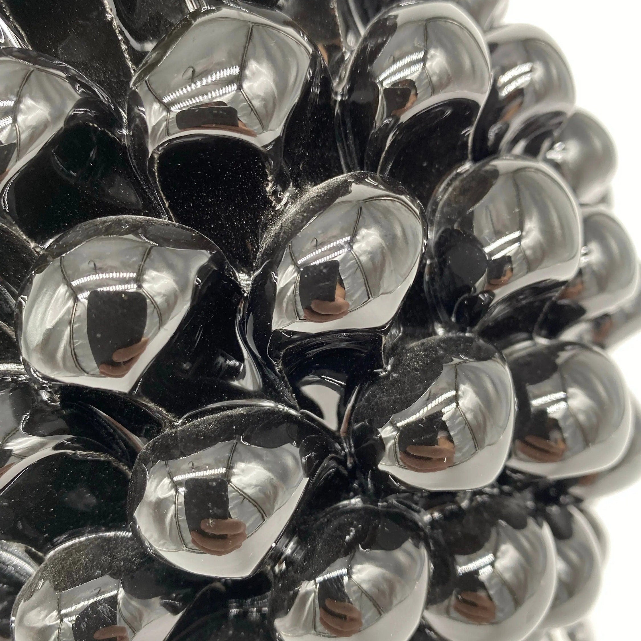 Pigna Ceramica Caltagirone cm H.25 Artigianale Nero Base Decorata DD CERAMICHE SICILIANE