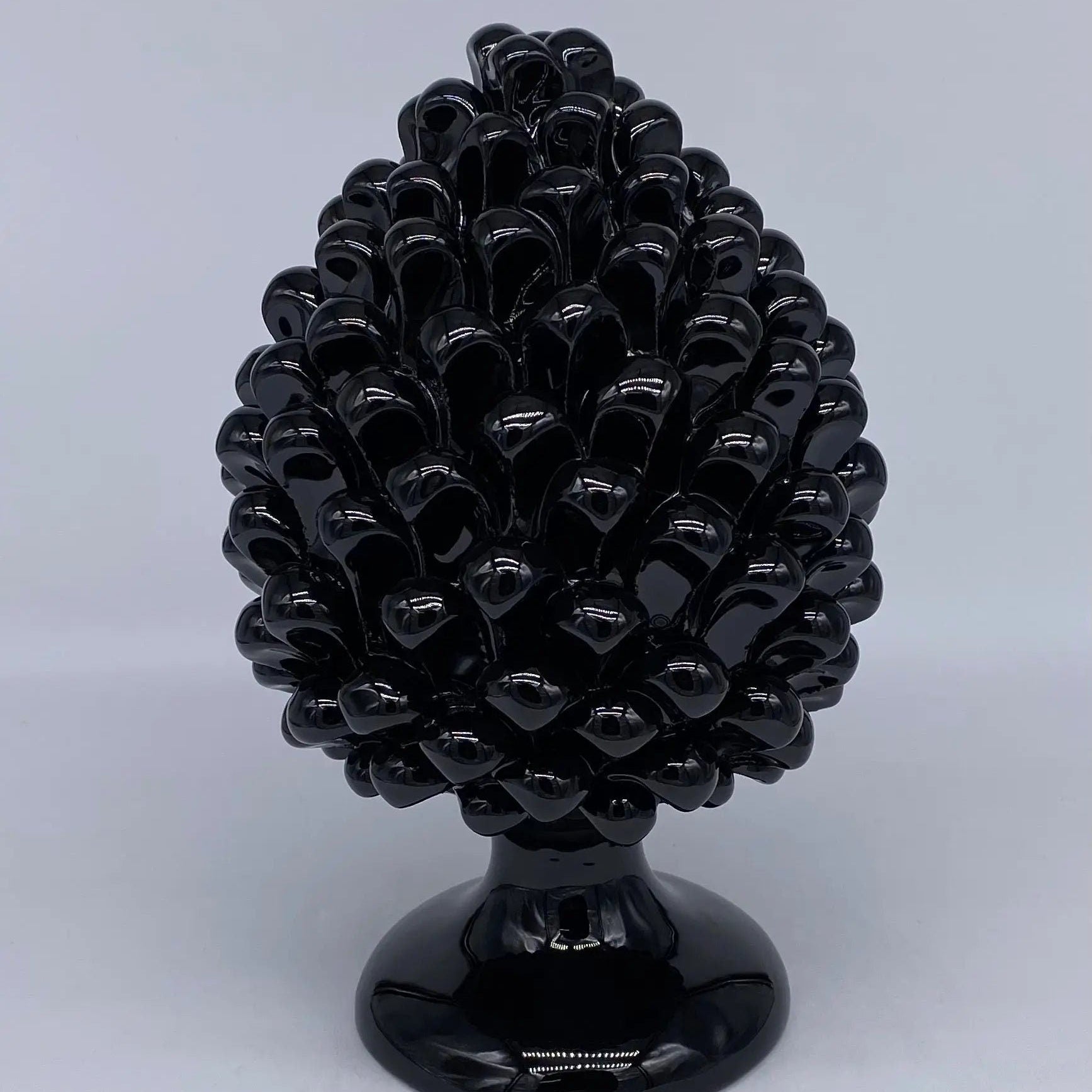 Pigna Ceramica Caltagirone cm H.25 Artigianale Nero DD CERAMICHE SICILIANE