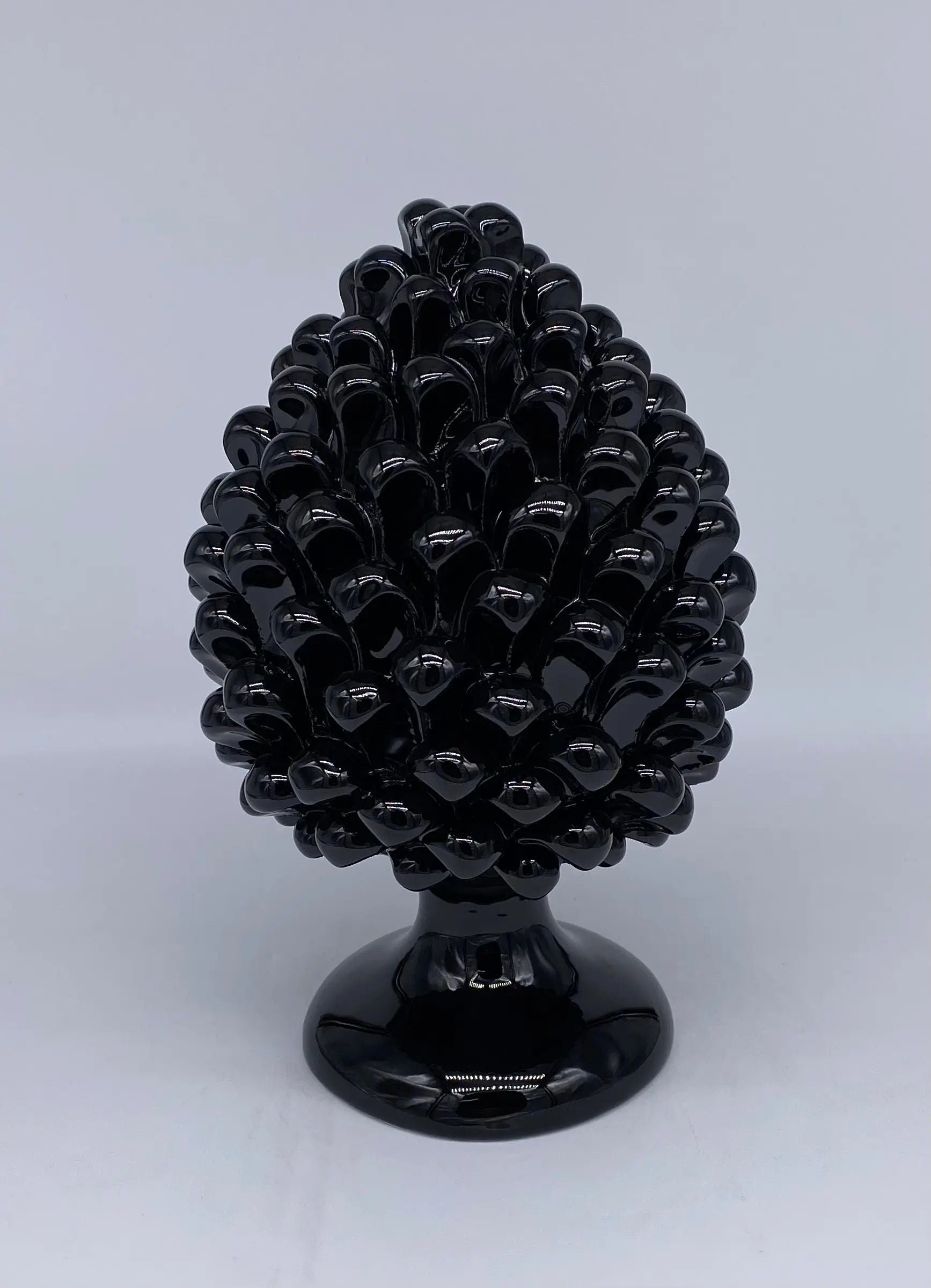 Pigna Ceramica Caltagirone cm H.25 Artigianale Nero DD CERAMICHE SICILIANE