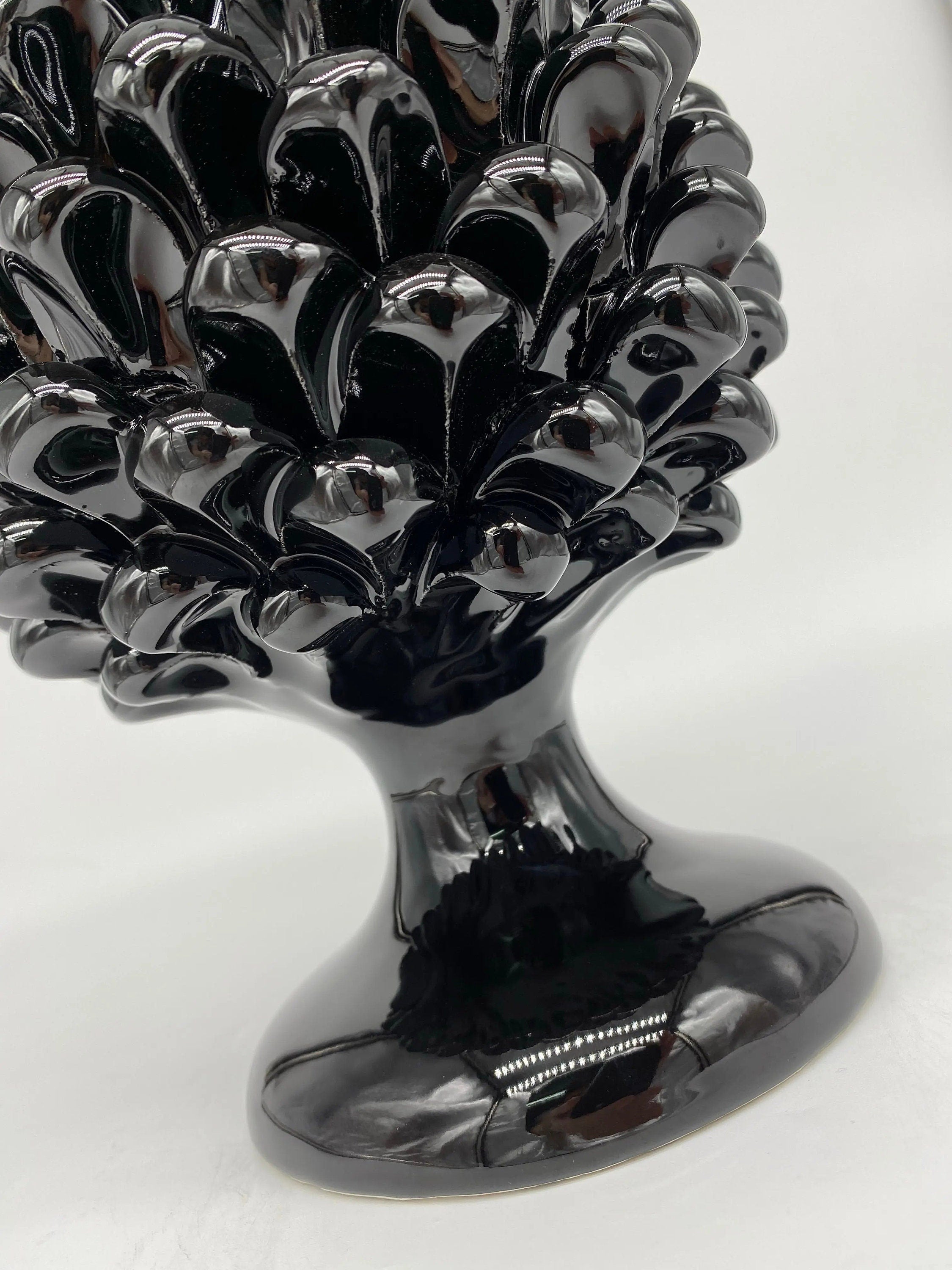 Pigna Ceramica Caltagirone cm H.25 Artigianale Nero DD CERAMICHE SICILIANE