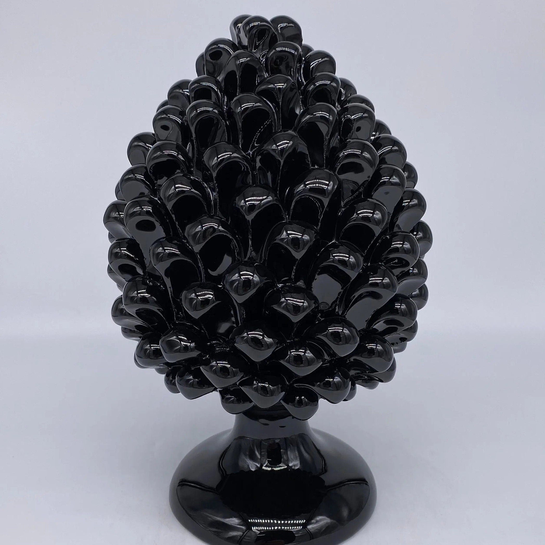 Pigna Ceramica Caltagirone cm H.25 Artigianale Nero DD CERAMICHE SICILIANE