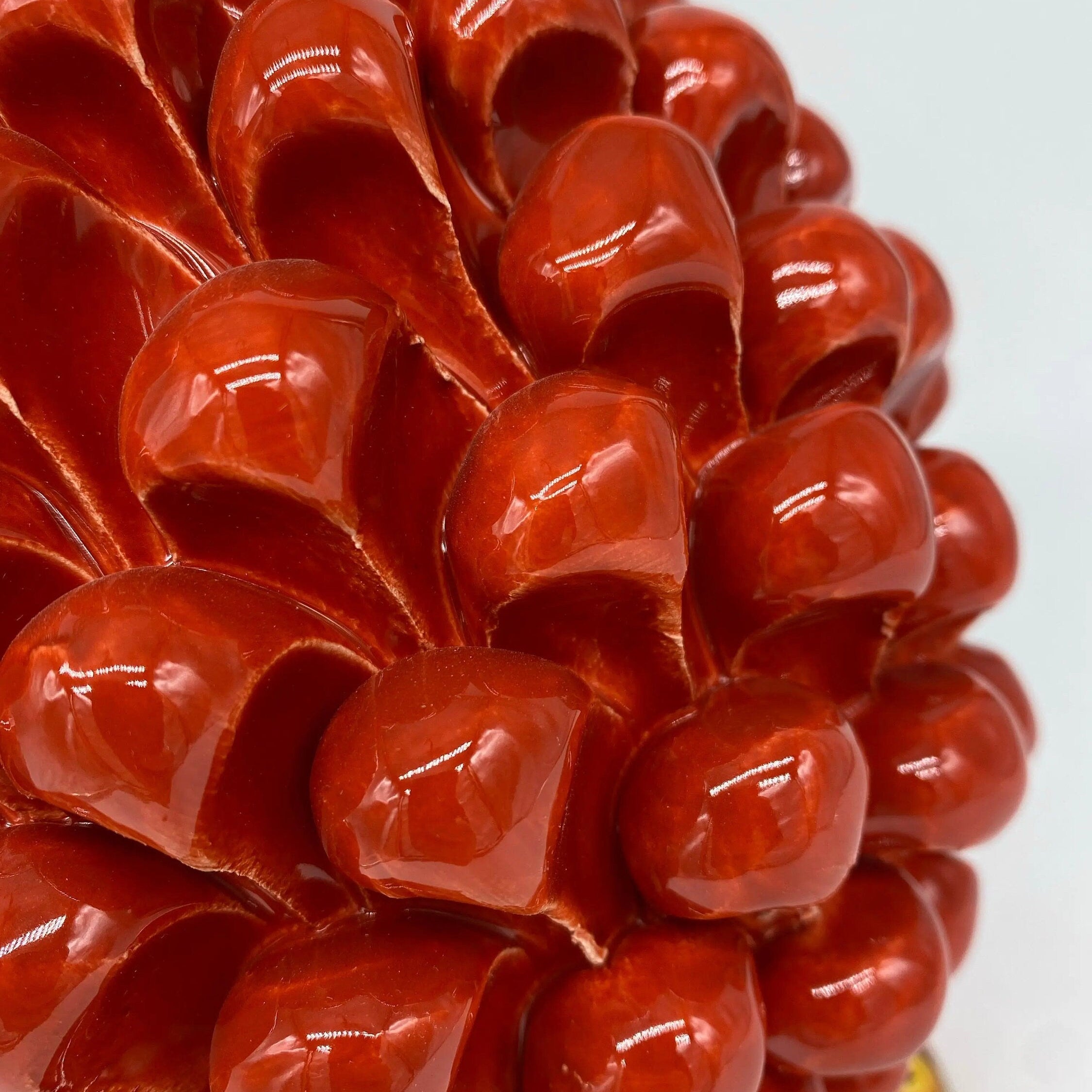Pigna Ceramica Caltagirone cm H.25 Artigianale Rosso Base Decorata DD CERAMICHE SICILIANE
