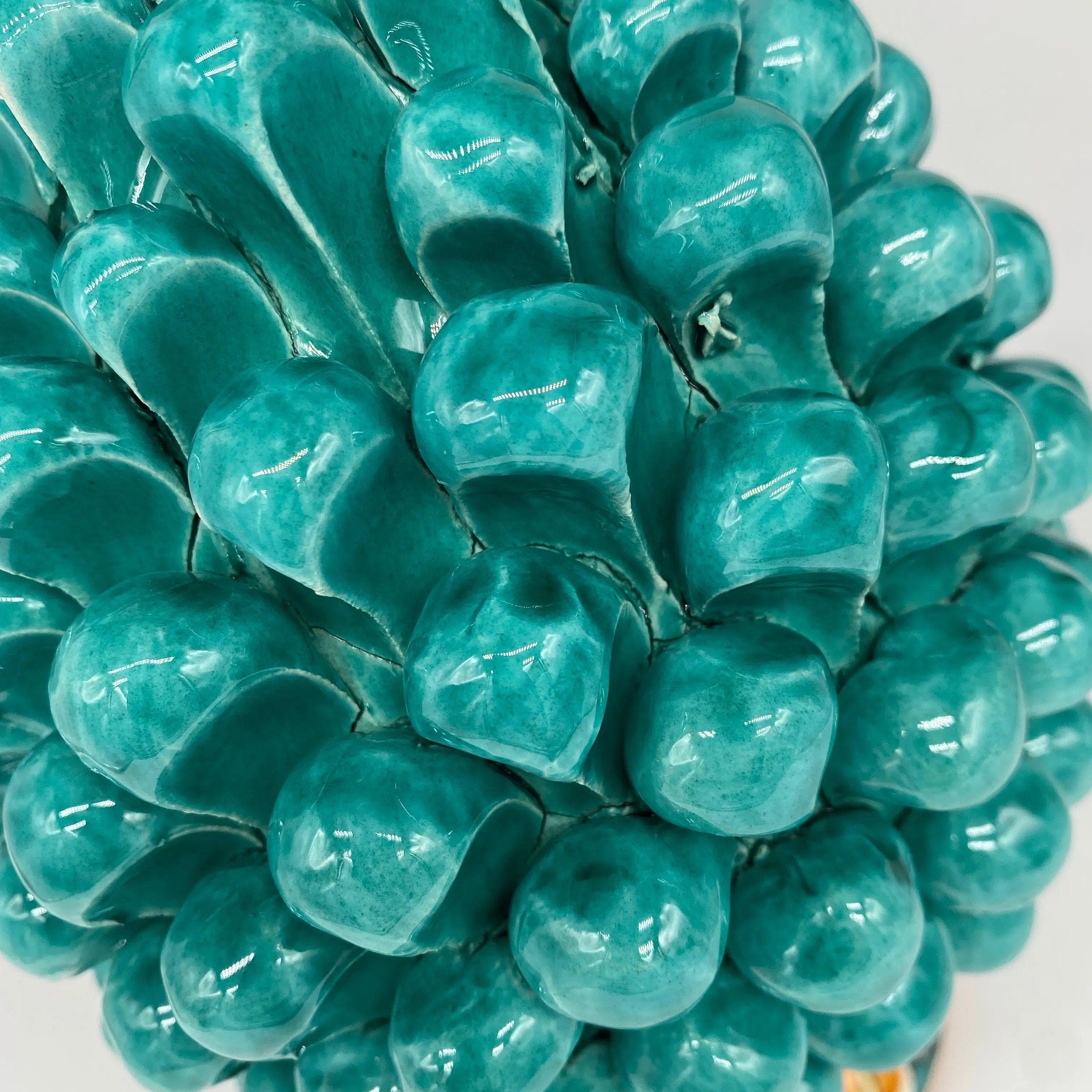Pigna Ceramica Caltagirone cm H.25 Artigianale Verde acqua Base Decorata DD CERAMICHE SICILIANE