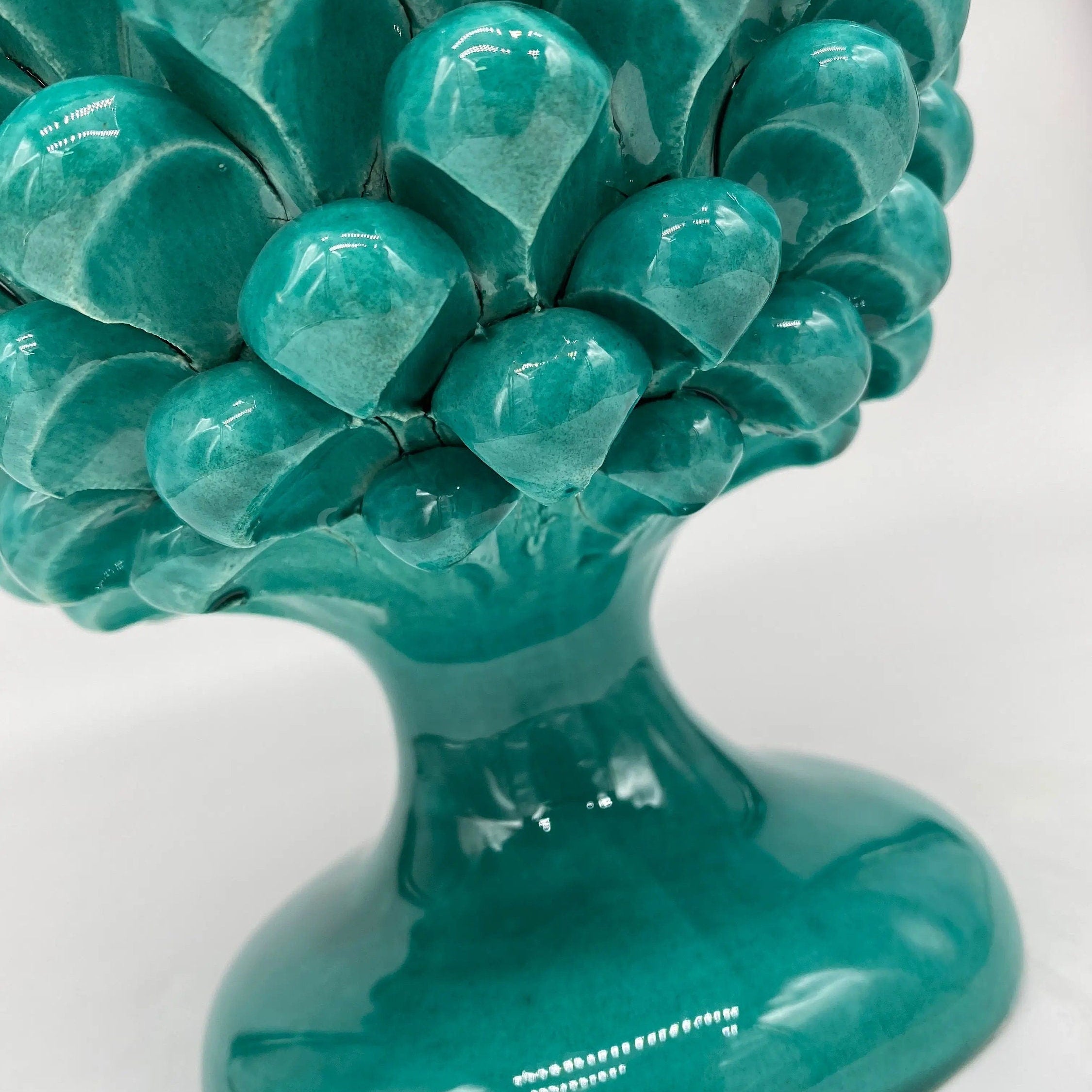 Pigna Ceramica Caltagirone cm H.25 Artigianale Verde Cristallo DD CERAMICHE SICILIANE