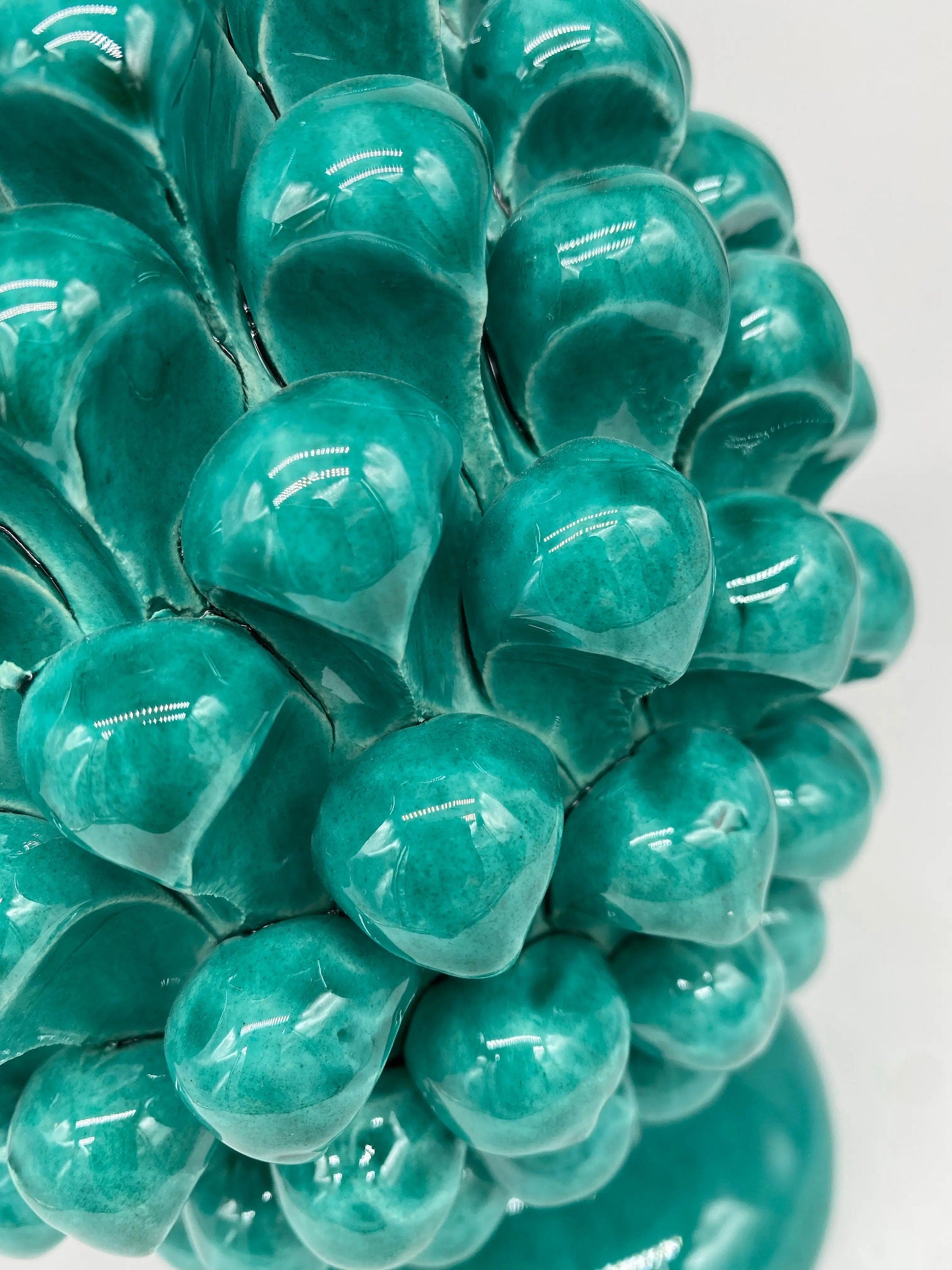 Pigna Ceramica Caltagirone cm H.25 Artigianale Verde Cristallo DD CERAMICHE SICILIANE