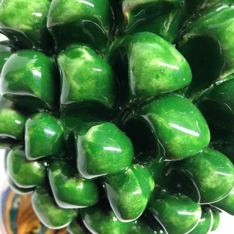 Pigna Ceramica Caltagirone cm H.25 Artigianale Verde Prato Base Decorata DD CERAMICHE SICILIANE