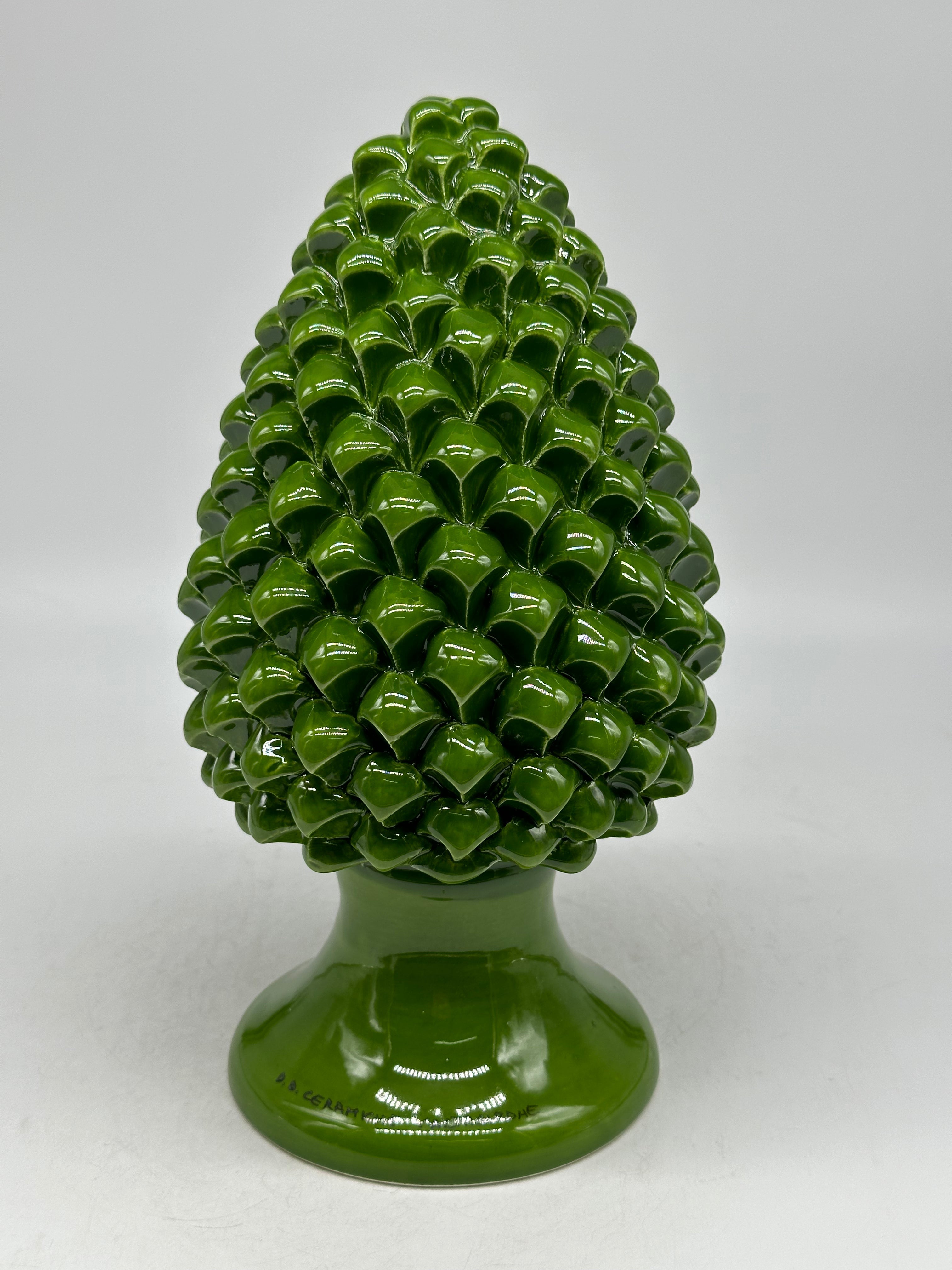 Pigna Ceramica Caltagirone cm H.25 Artigianale Verde Prato - PIGNE