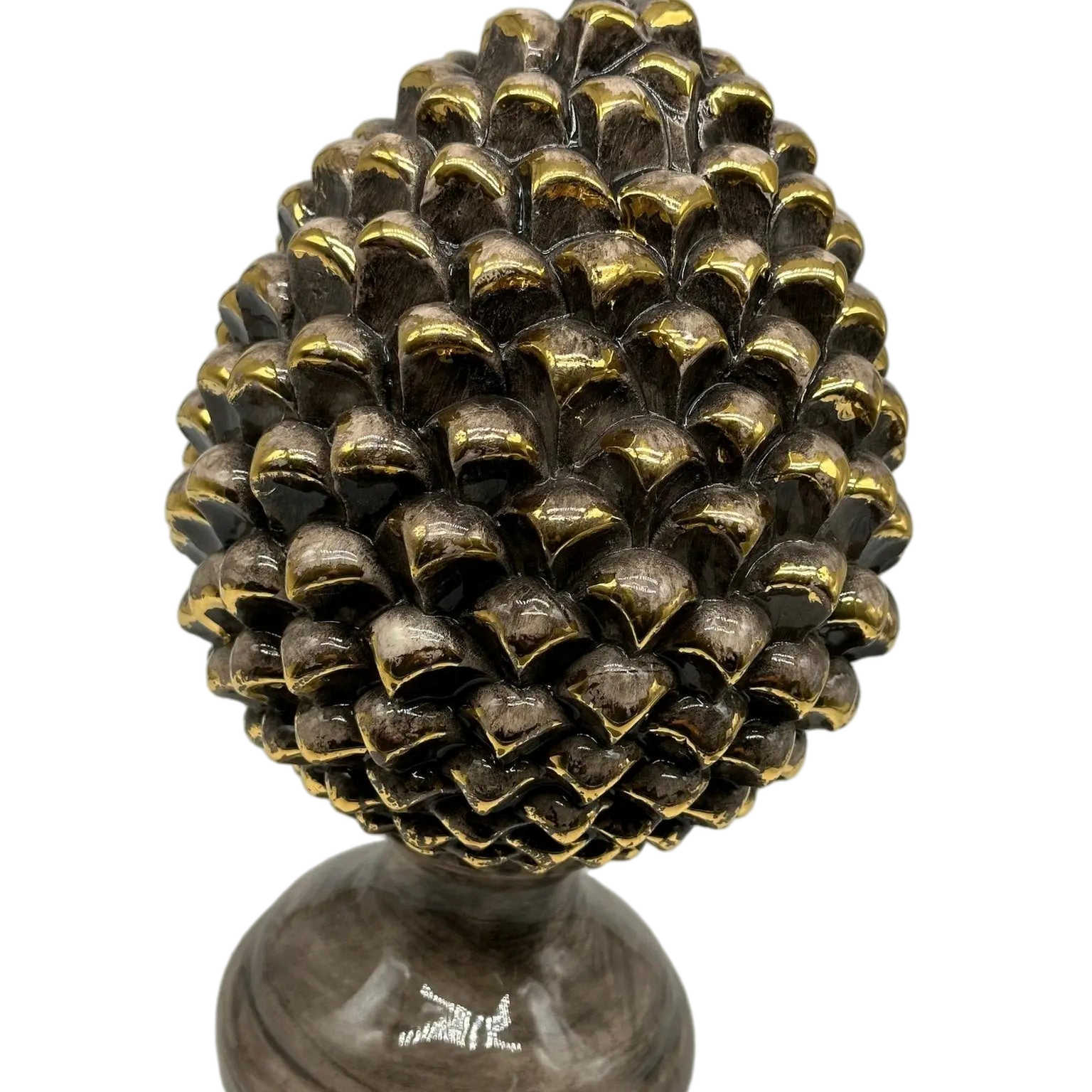 Pigna Ceramica Caltagirone cm H.28 L.17 Artigianale Beige Oro Linea Luis DD CERAMICHE SICILIANE