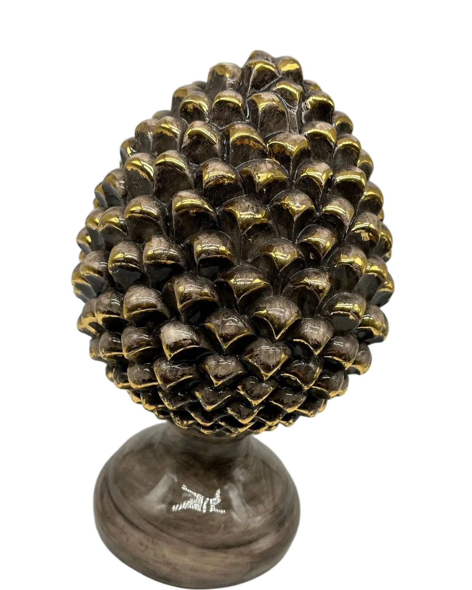 Pigna Ceramica Caltagirone cm H.28 L.17 Artigianale Beige Oro Linea Luis DD CERAMICHE SICILIANE