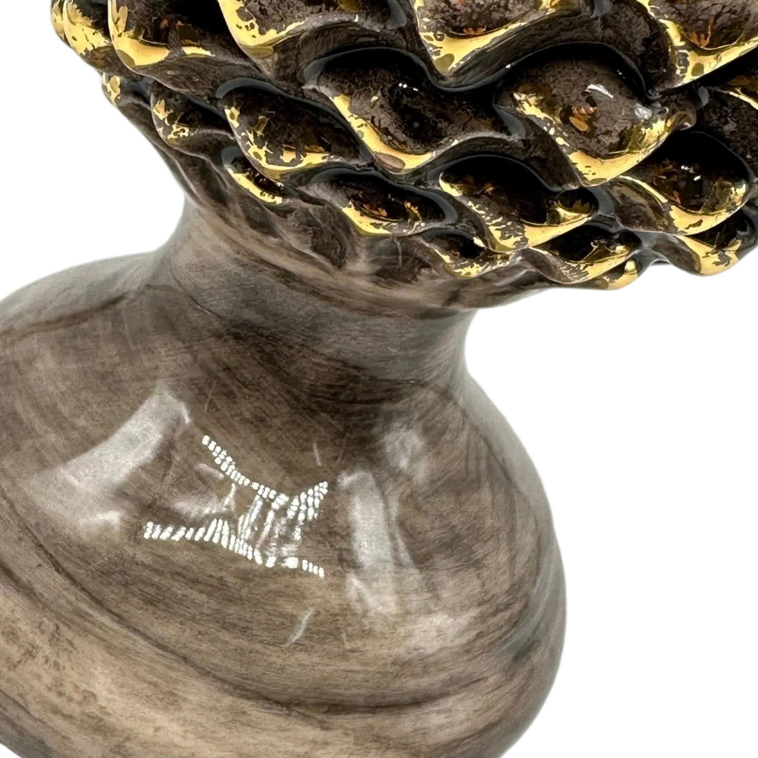 Pigna Ceramica Caltagirone cm H.28 L.17 Artigianale Beige Oro Linea Luis DD CERAMICHE SICILIANE