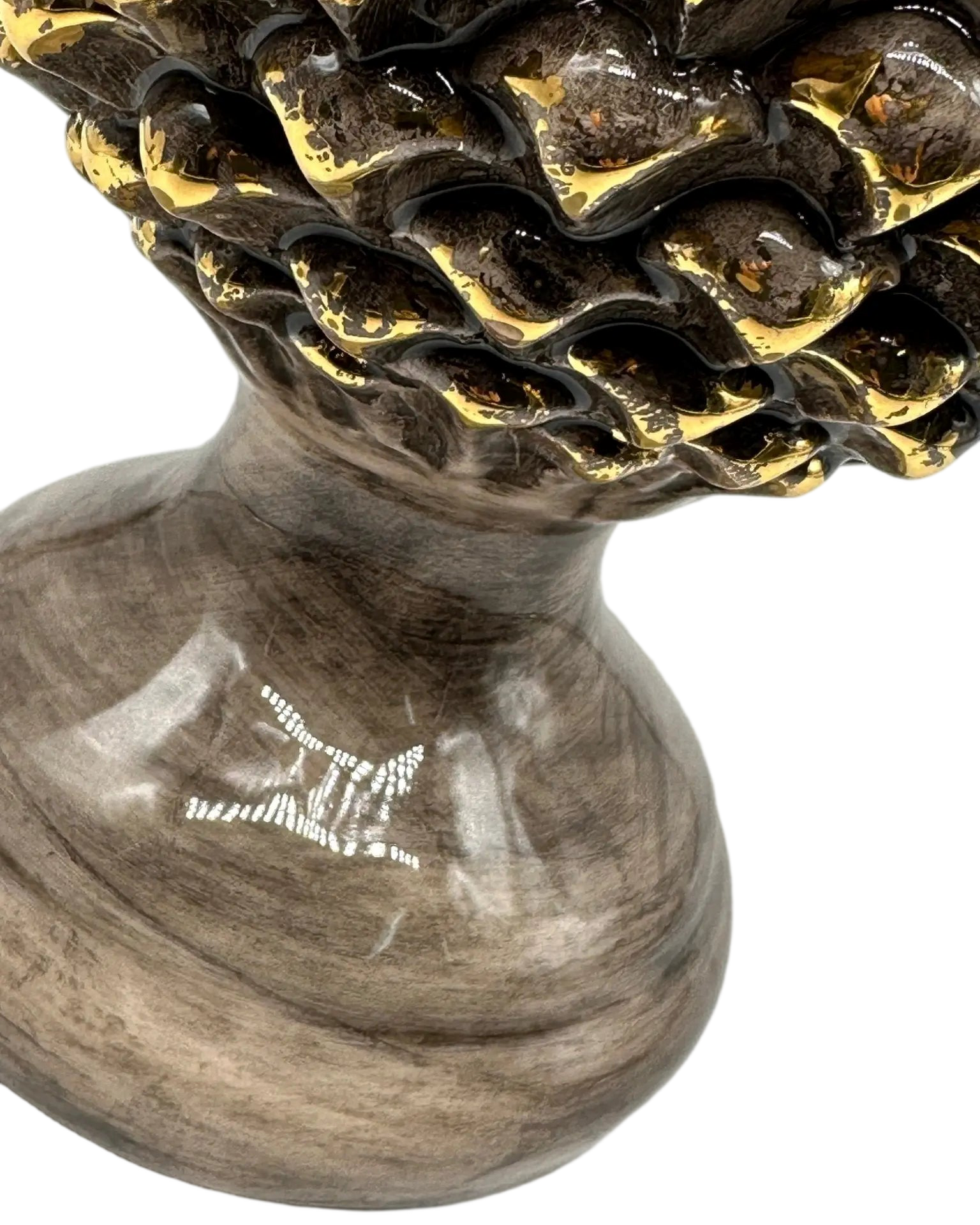 Pigna Ceramica Caltagirone cm H.28 L.17 Artigianale Beige Oro Linea Luis DD CERAMICHE SICILIANE