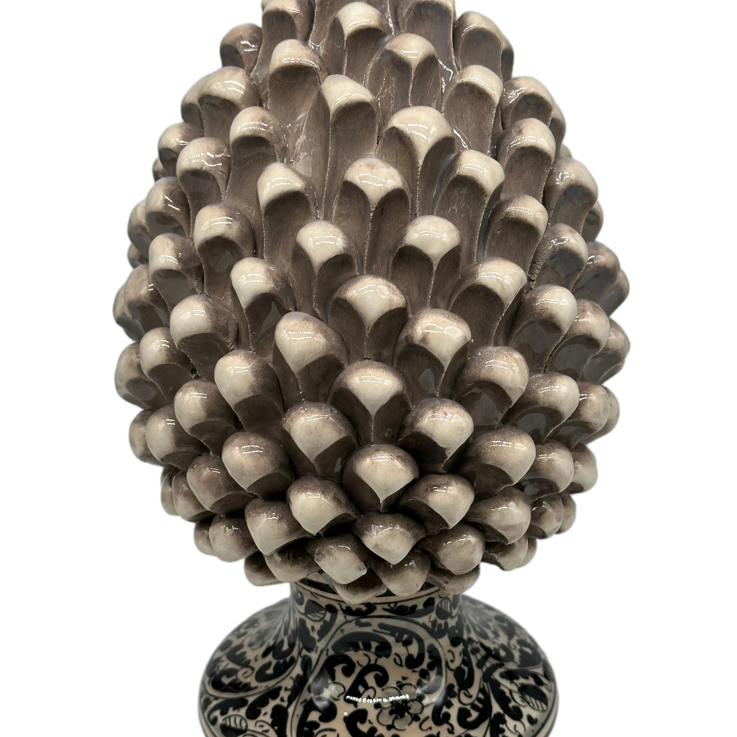 Pigna Ceramica Caltagirone cm H.30 Artigianale Beige Base Decorata DD CERAMICHE SICILIANE