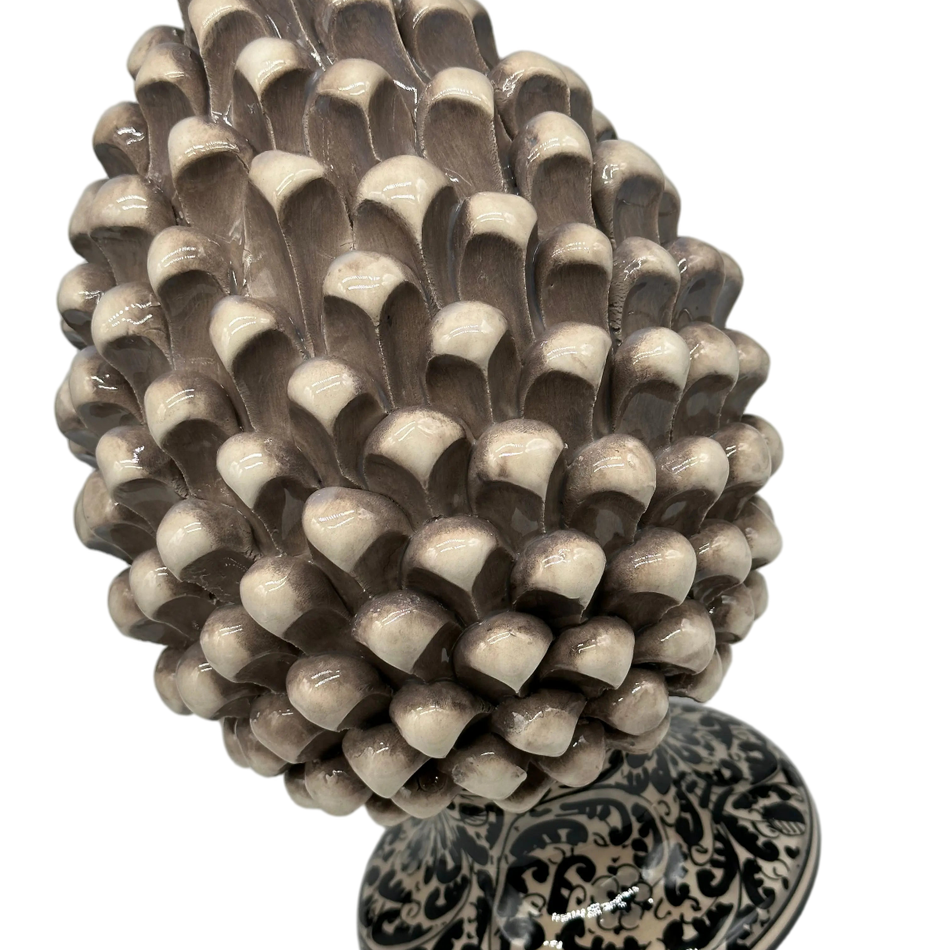 Pigna Ceramica Caltagirone cm H.30 Artigianale Beige Base Decorata DD CERAMICHE SICILIANE