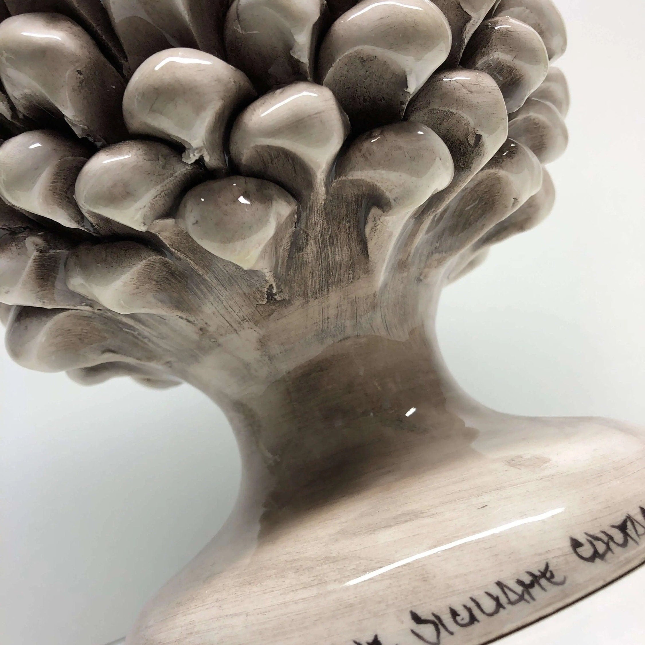 Pigna Ceramica Caltagirone cm H.30 Artigianale Beige Écru DD CERAMICHE SICILIANE