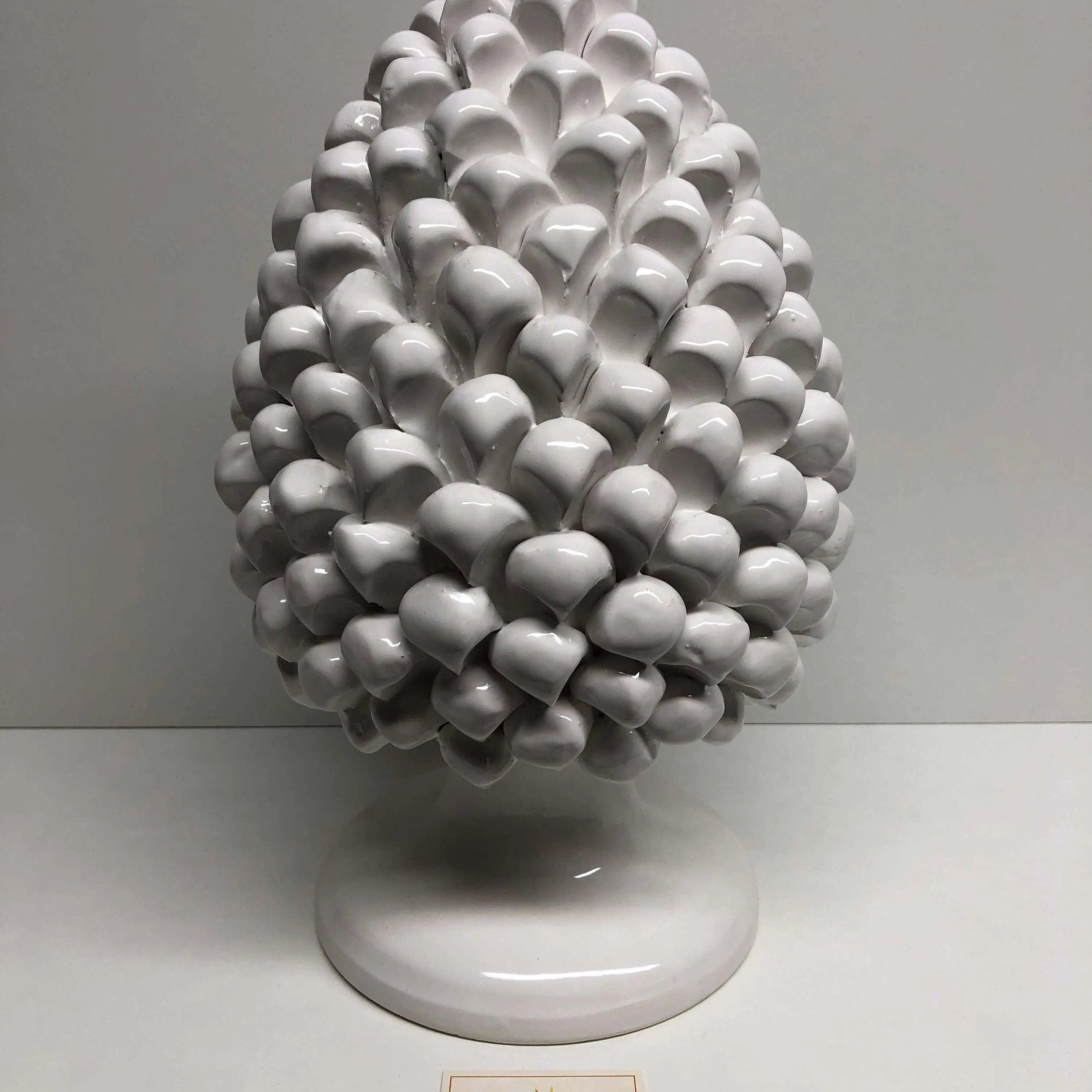 Pigna Ceramica Caltagirone cm H.30 Artigianale Bianco DD CERAMICHE SICILIANE