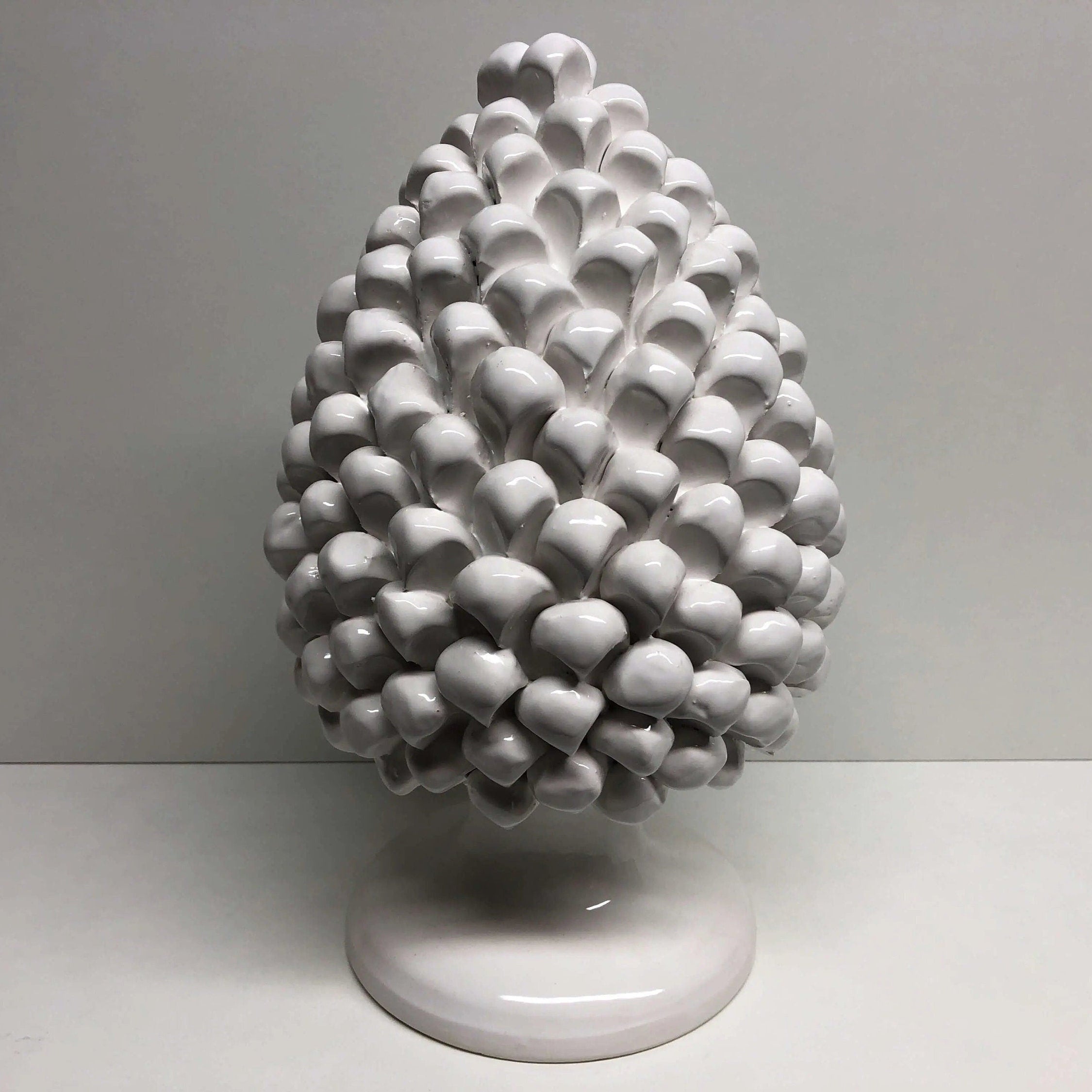 Pigna Ceramica Caltagirone cm H.30 Artigianale Bianco DD CERAMICHE SICILIANE