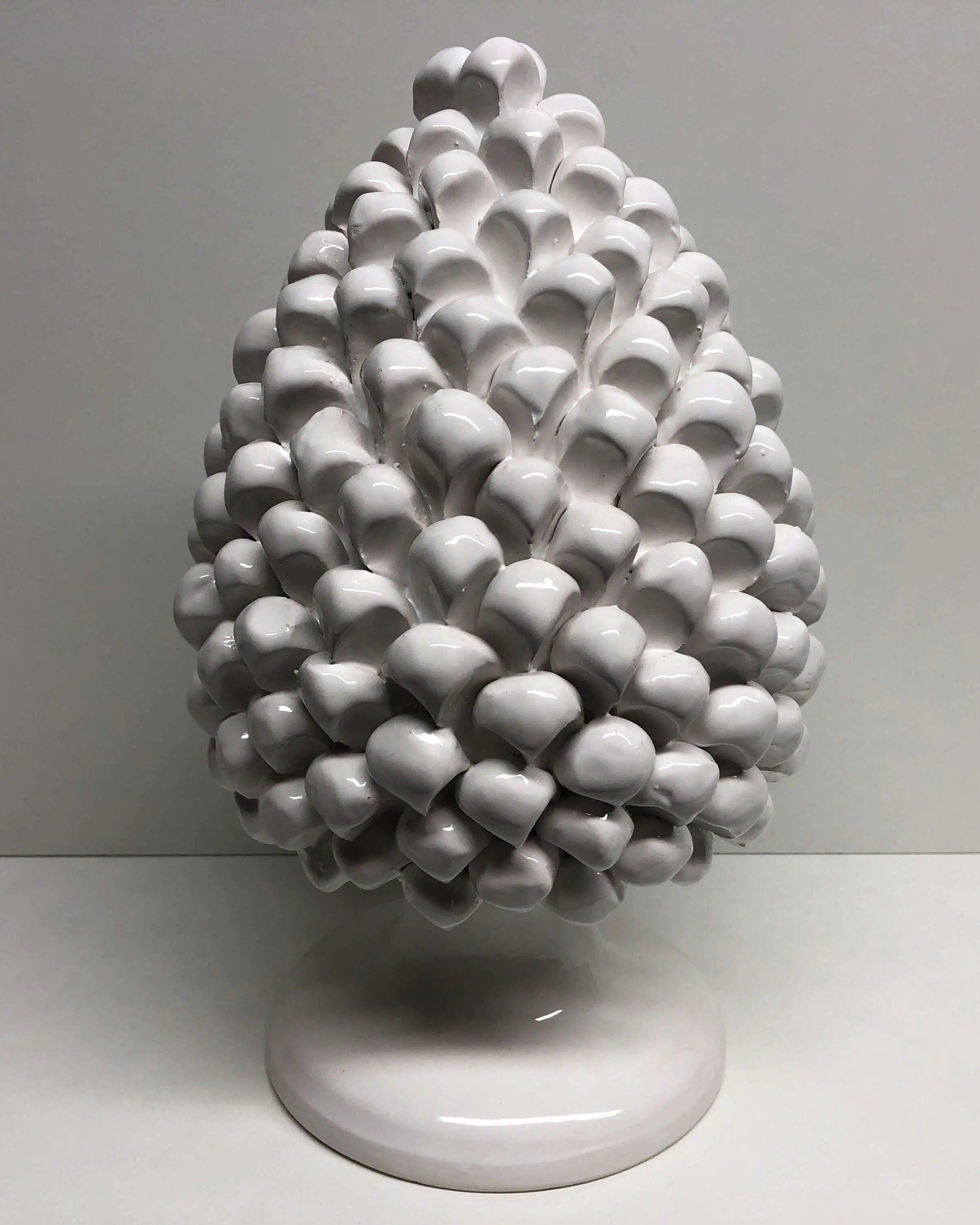 Pigna Ceramica Caltagirone cm H.30 Artigianale Bianco DD CERAMICHE SICILIANE