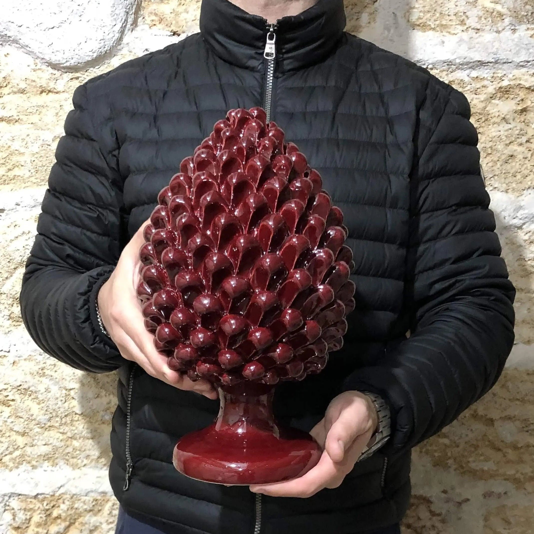 Pigna Ceramica Caltagirone cm H.30 Artigianale Bordeaux DD CERAMICHE SICILIANE