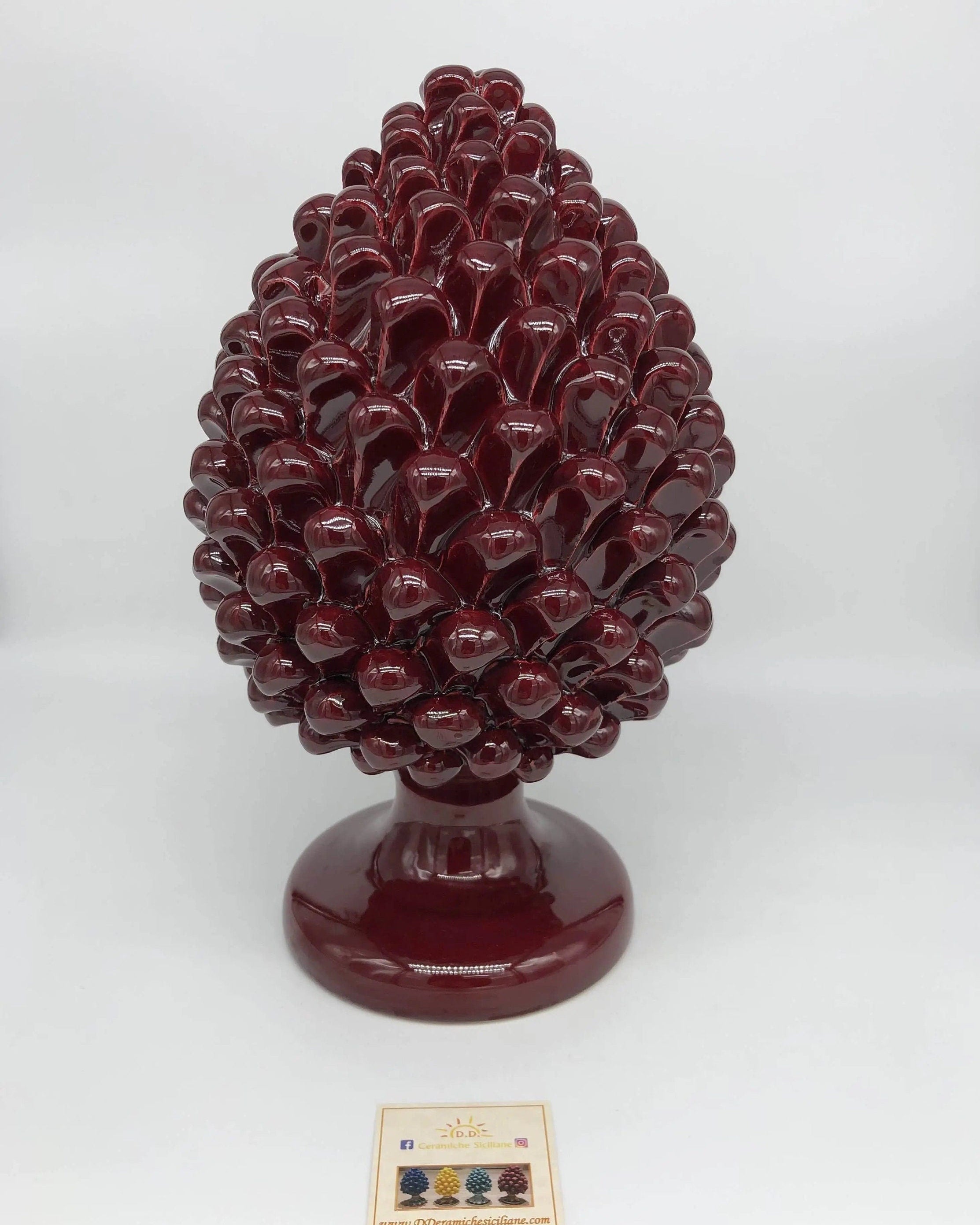 Pigna Ceramica Caltagirone cm H.30 Artigianale Bordeaux DD CERAMICHE SICILIANE