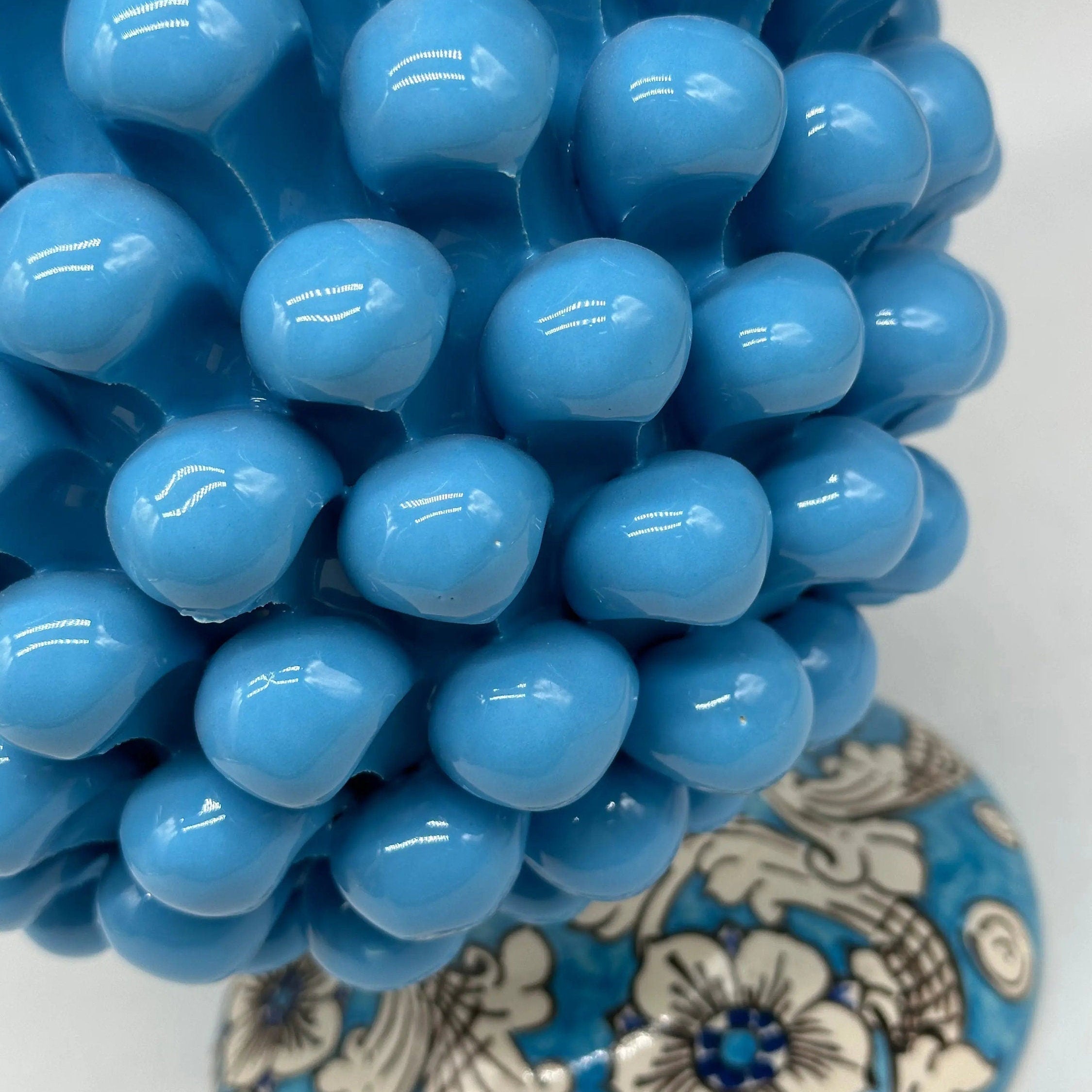 Pigna Ceramica Caltagirone cm H.30 Artigianale Celeste Base Decorata stesso fondo DD CERAMICHE SICILIANE