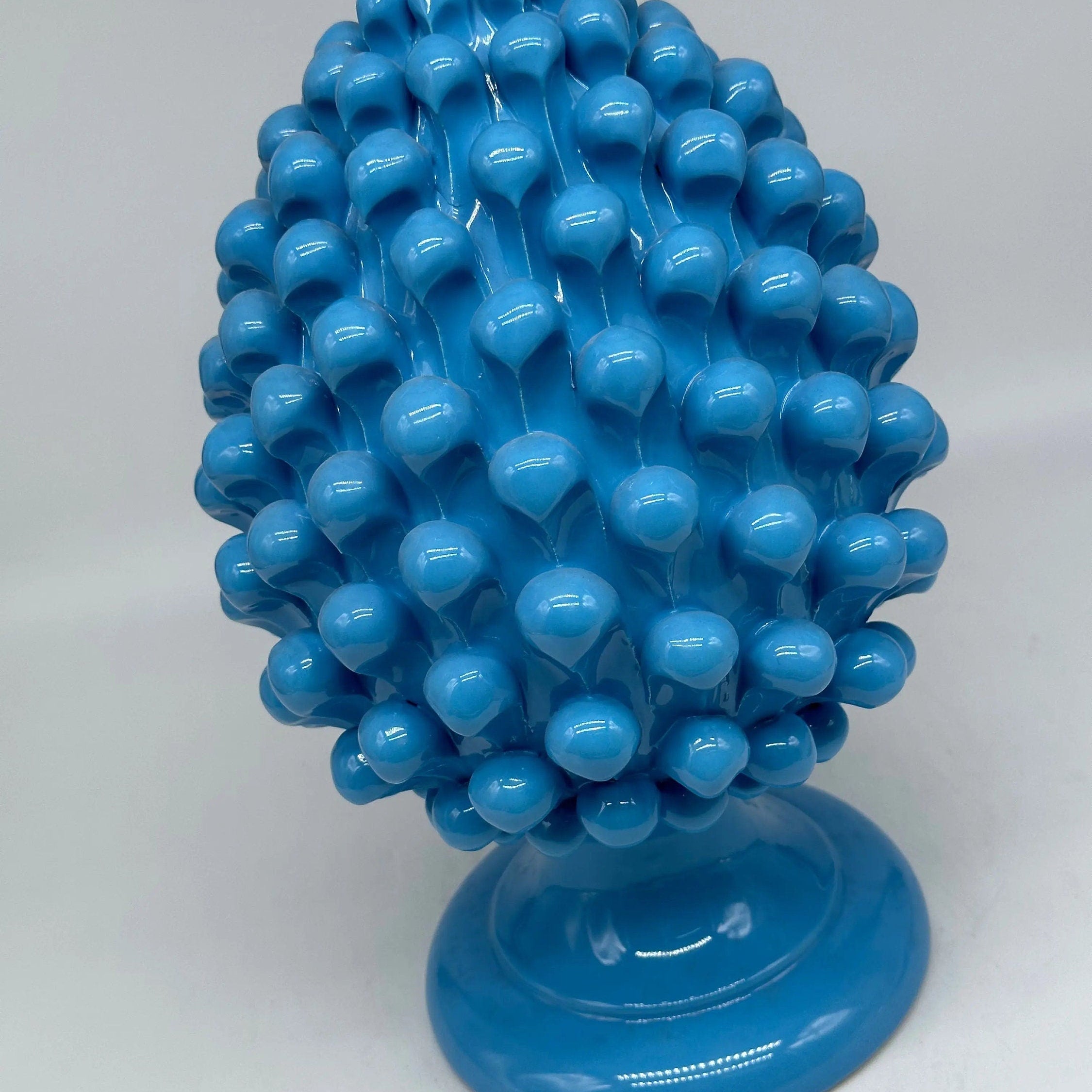 Pigna Ceramica Caltagirone cm H.30 Artigianale Celeste DD CERAMICHE SICILIANE