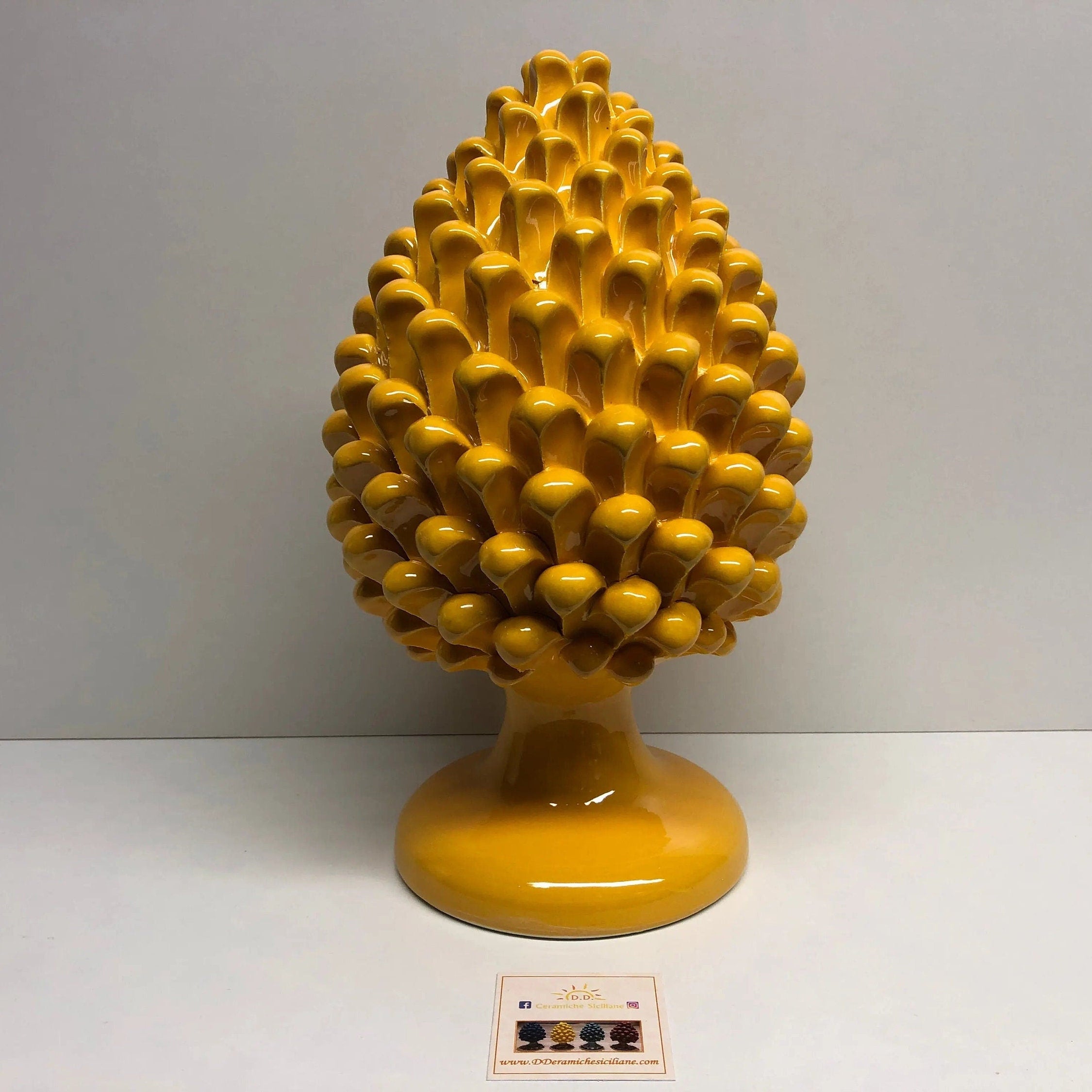 Pigna Ceramica Caltagirone cm H.30 Artigianale Giallo DD CERAMICHE SICILIANE
