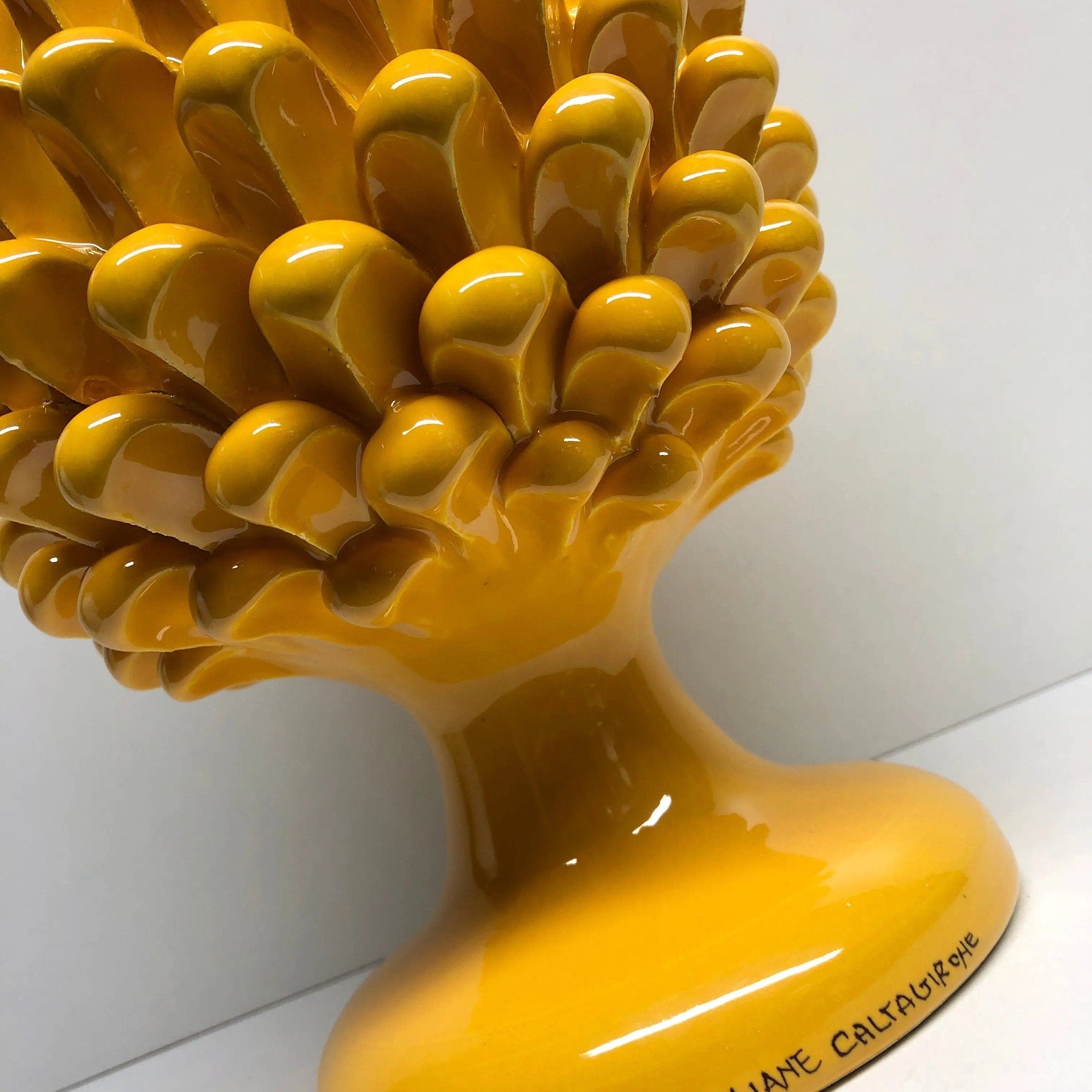 Pigna Ceramica Caltagirone cm H.30 Artigianale Giallo DD CERAMICHE SICILIANE