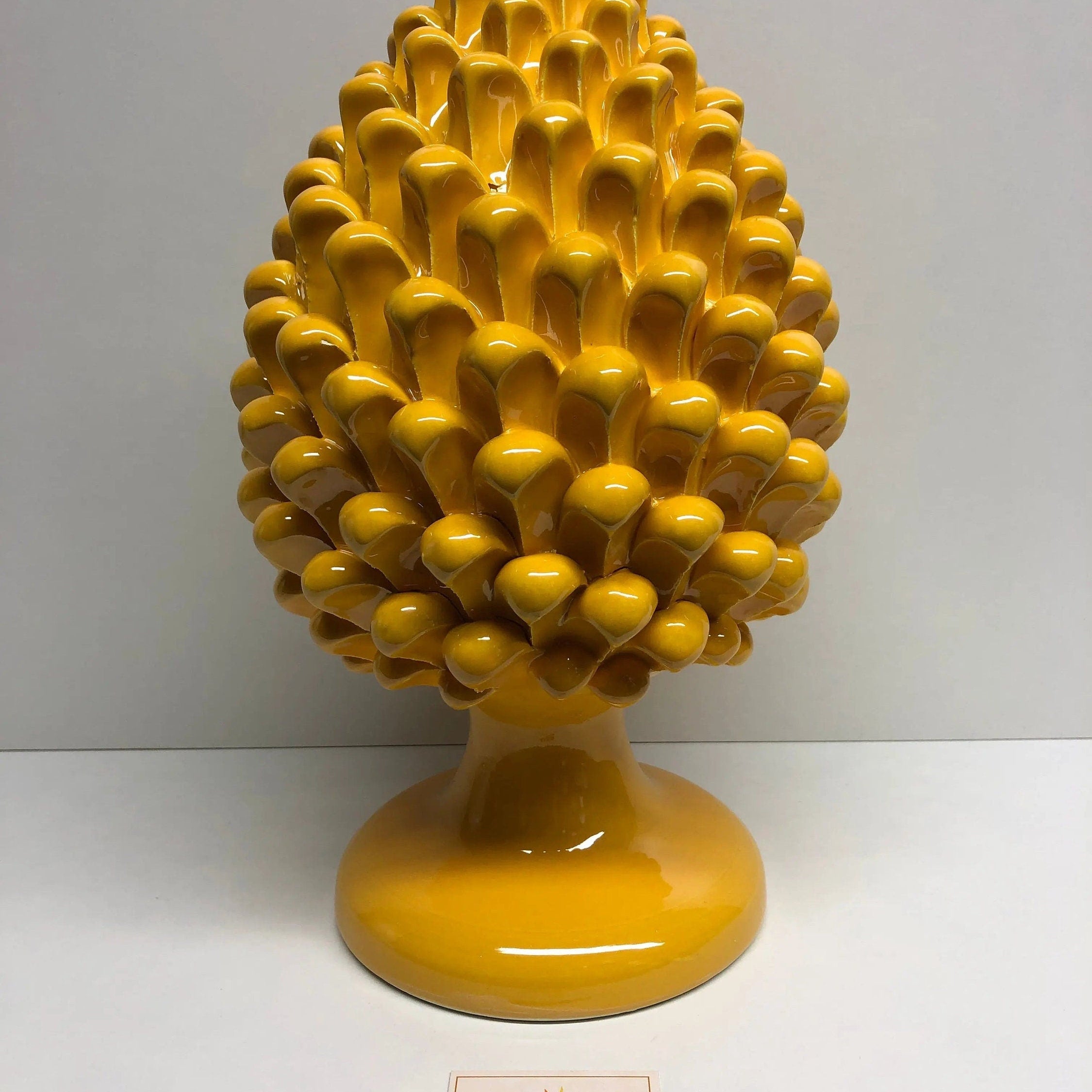 Pigna Ceramica Caltagirone cm H.30 Artigianale Giallo DD CERAMICHE SICILIANE
