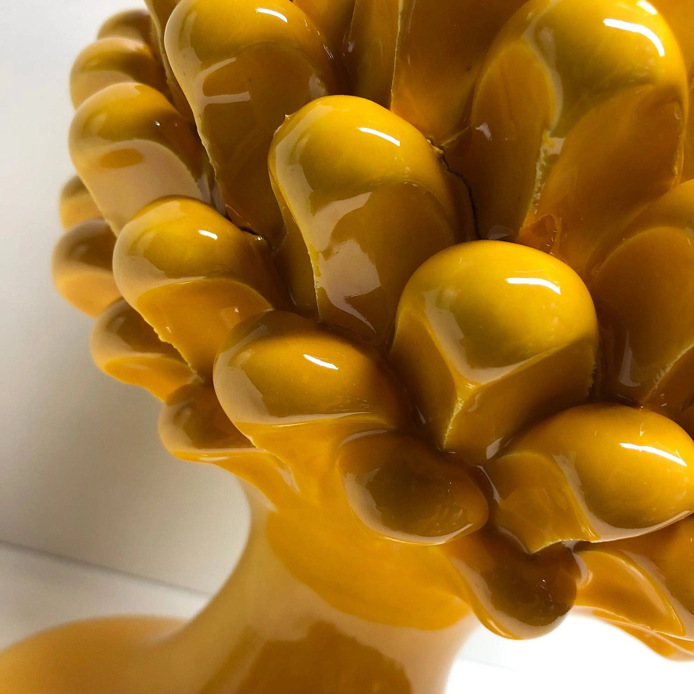 Pigna Ceramica Caltagirone cm H.30 Artigianale Giallo DD CERAMICHE SICILIANE