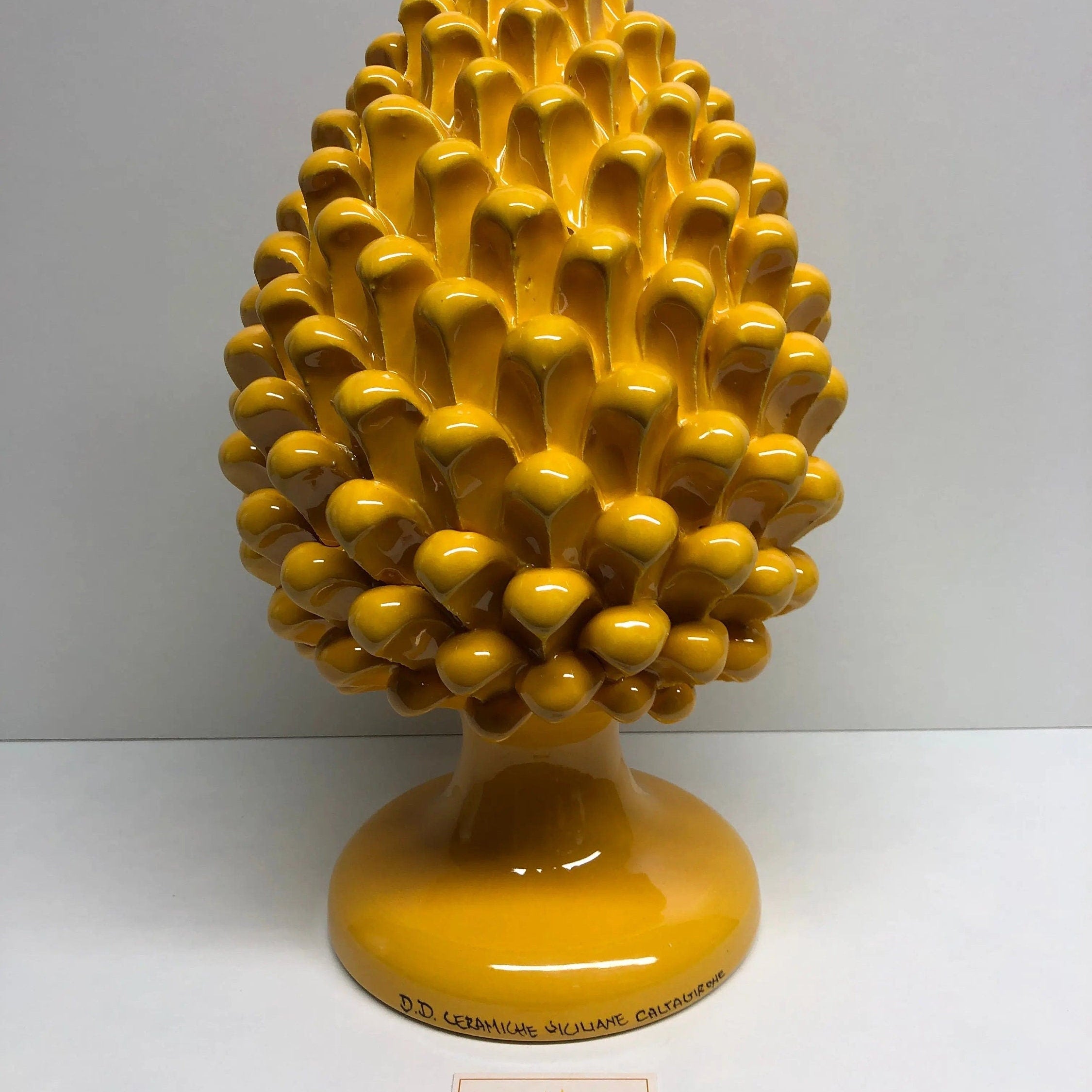 Pigna Ceramica Caltagirone cm H.30 Artigianale Giallo DD CERAMICHE SICILIANE