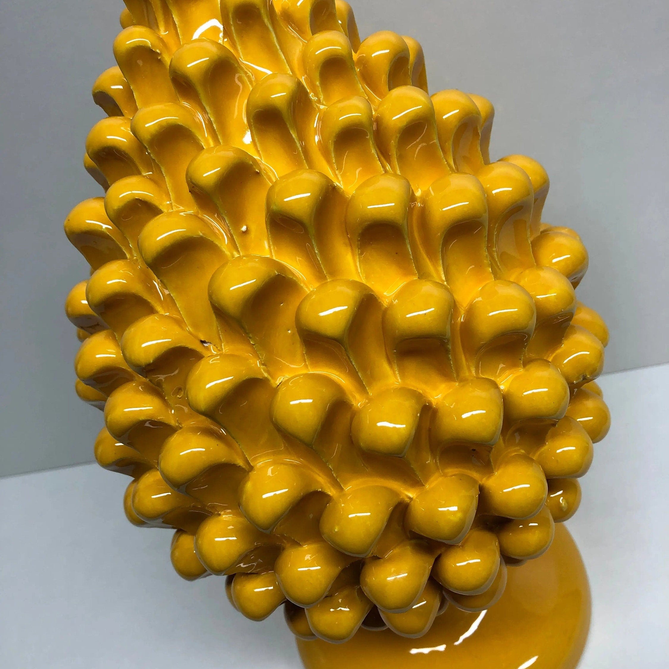 Pigna Ceramica Caltagirone cm H.30 Artigianale Giallo DD CERAMICHE SICILIANE