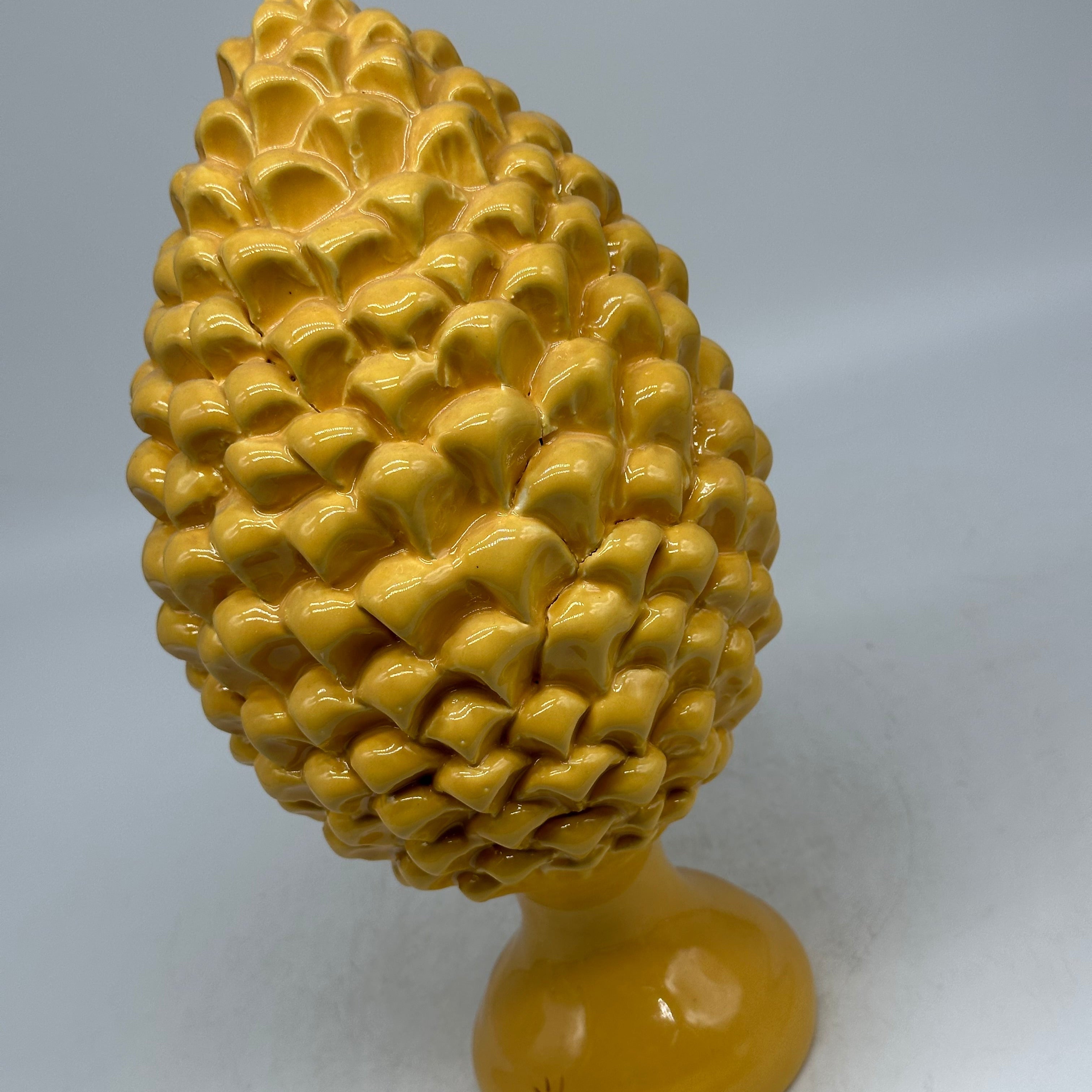 Pigna Ceramica Caltagirone cm H.30 Artigianale Linea Luis GIALLO DD CERAMICHE SICILIANE