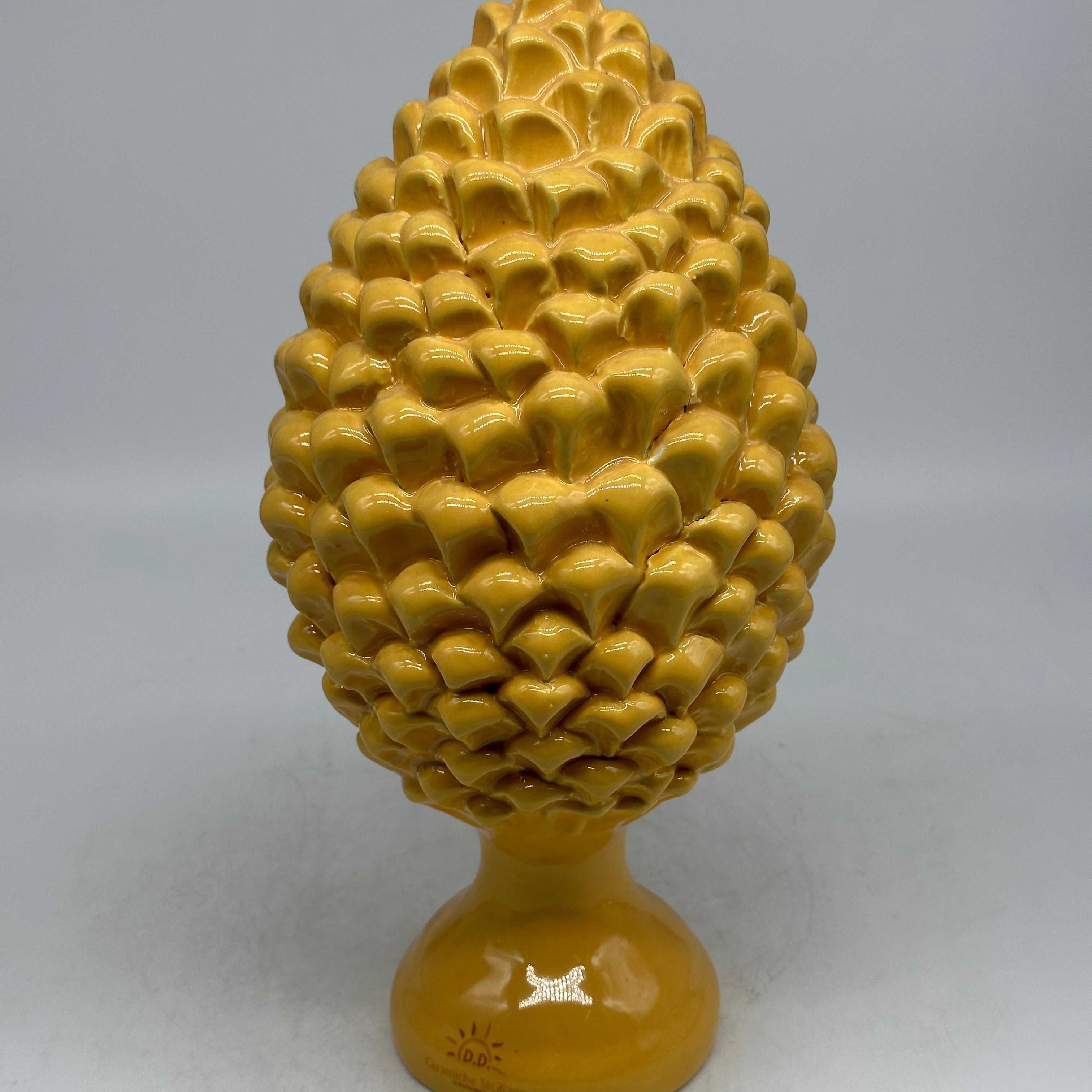 Pigna Ceramica Caltagirone cm H.30 Artigianale Linea Luis GIALLO DD CERAMICHE SICILIANE