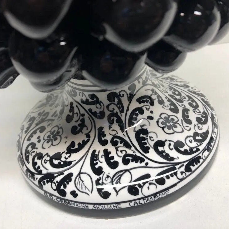 Pigna Ceramica Caltagirone cm H.30 Artigianale Nero Base Decorata DD CERAMICHE SICILIANE
