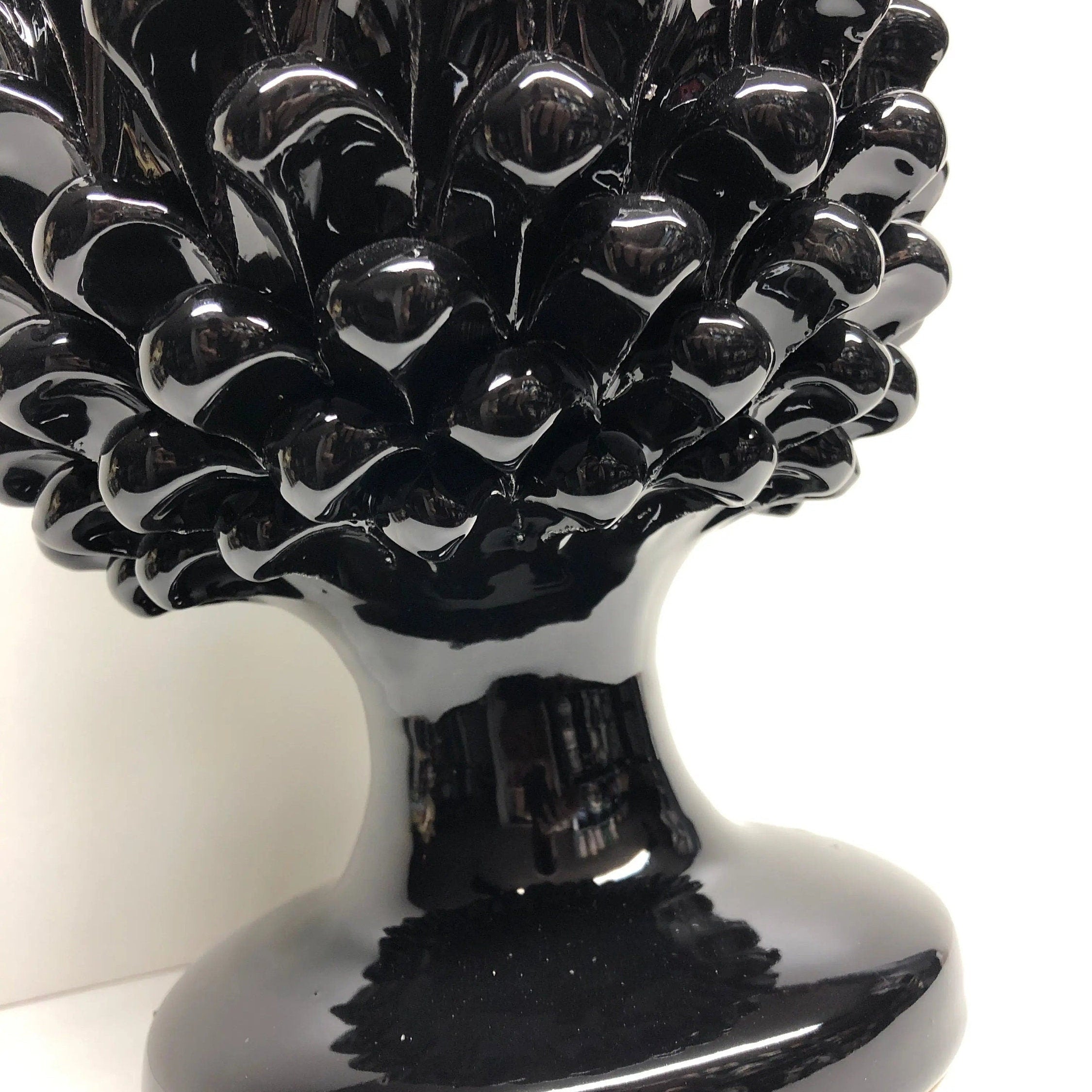 Pigna Ceramica Caltagirone cm H.30 Artigianale Nero DD CERAMICHE SICILIANE