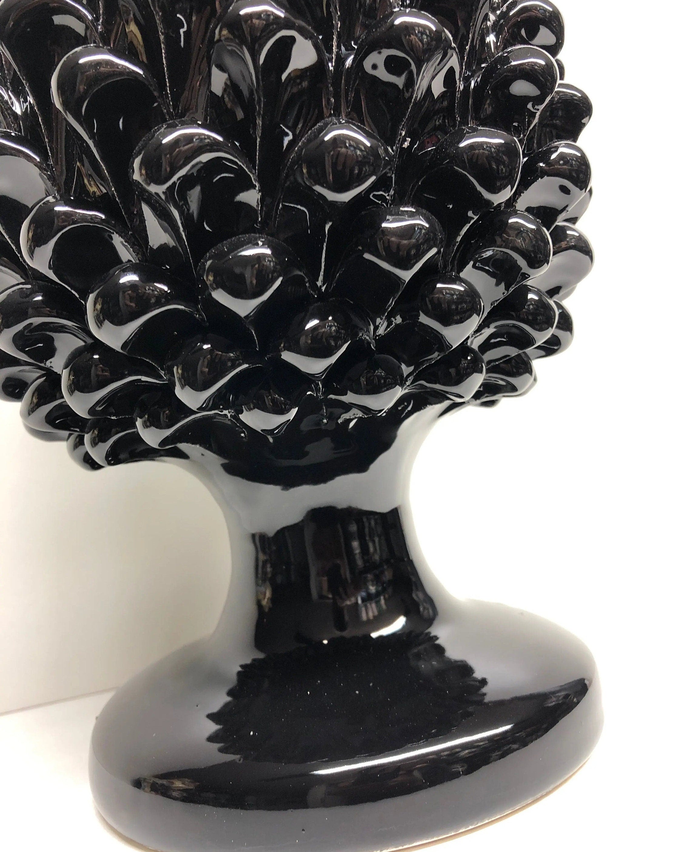 Pigna Ceramica Caltagirone cm H.30 Artigianale Nero DD CERAMICHE SICILIANE